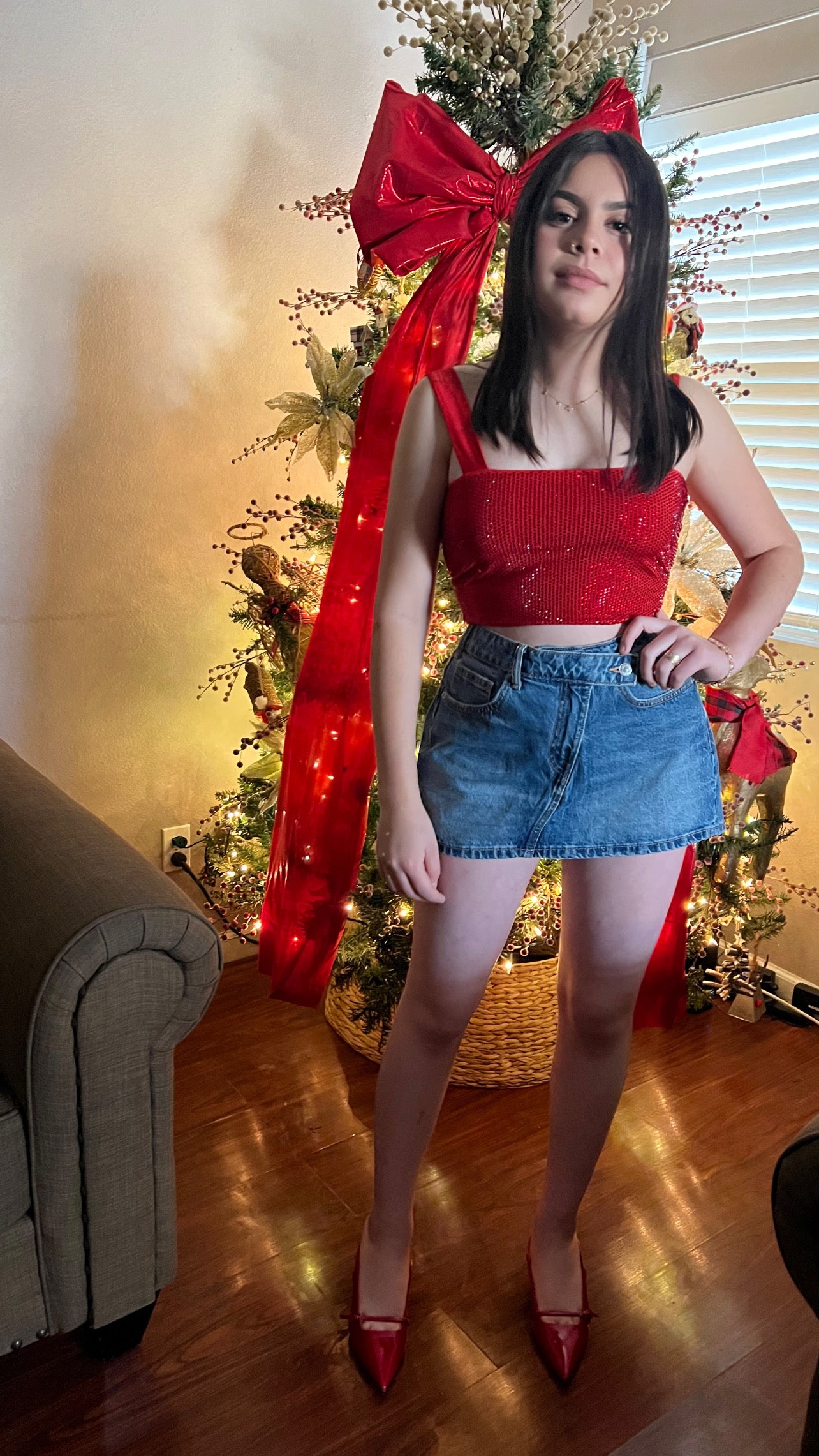 Red Kiss Rhinestone Top