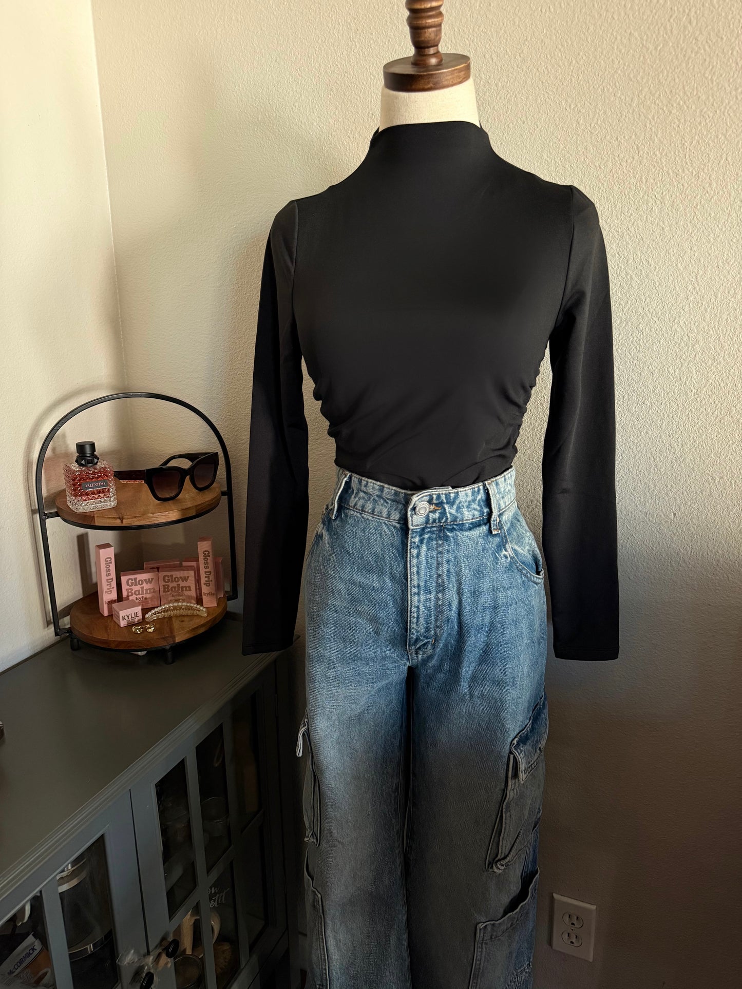 Black Rouched Long Sleeve