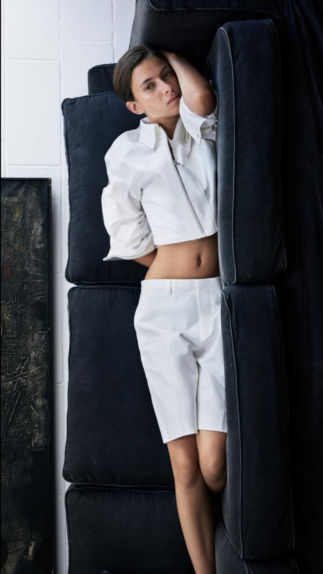 White Zara Cropped Jacket