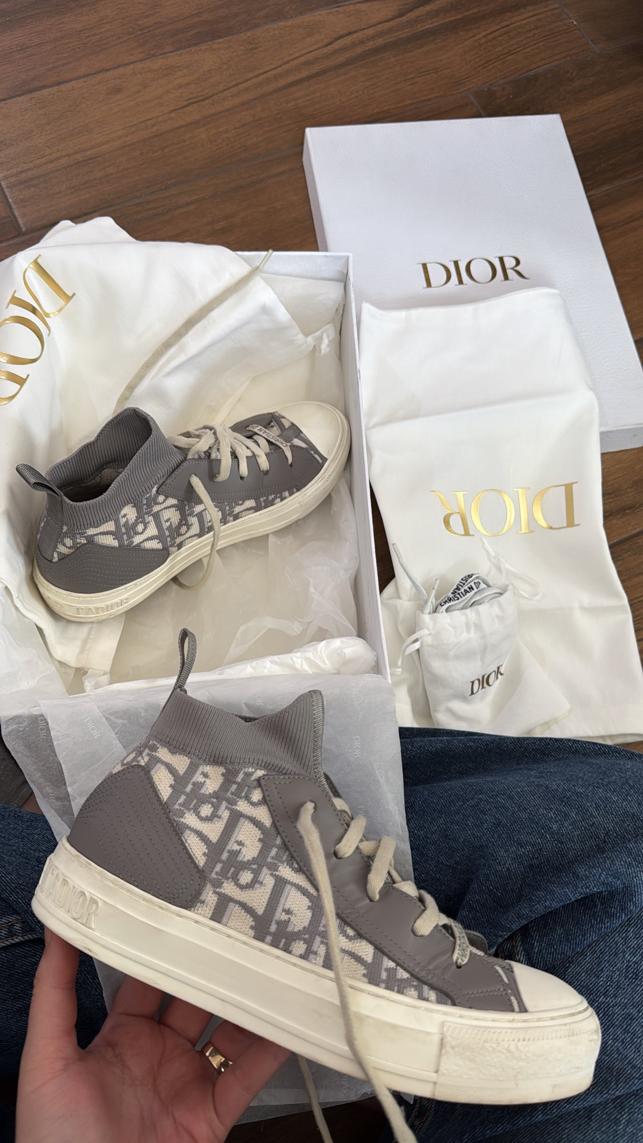 DIOR Walk'n'Dior Technical Oblig HIGH TOP Sneakers, 37.5UE (7.5)US