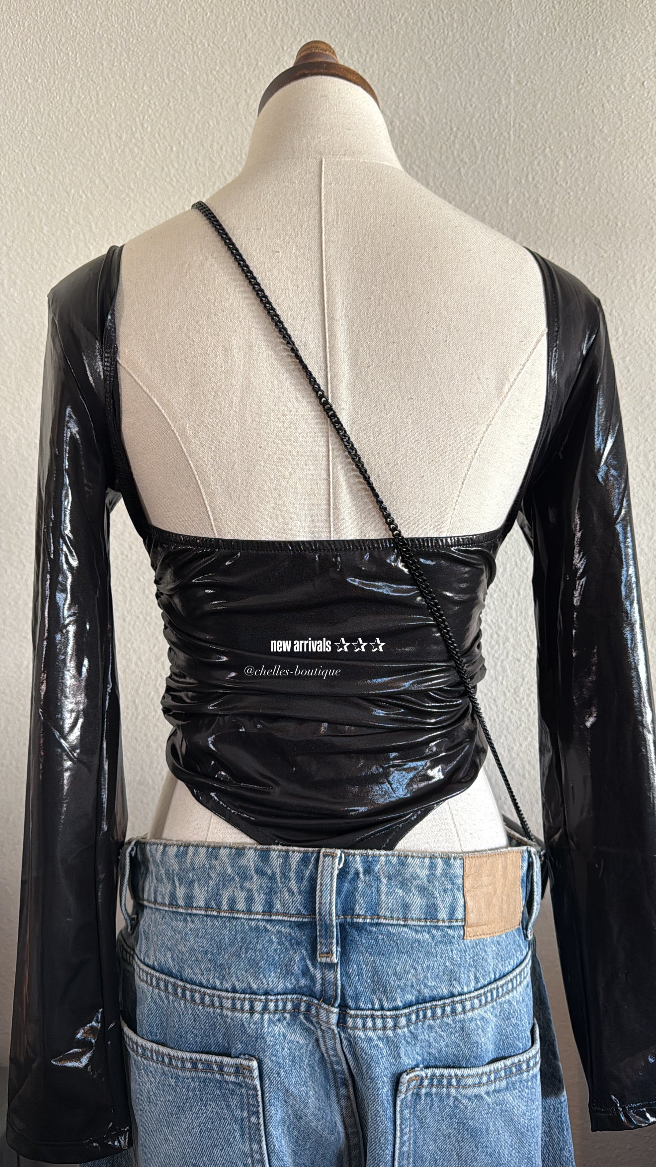 Shimmery Black Slim Top