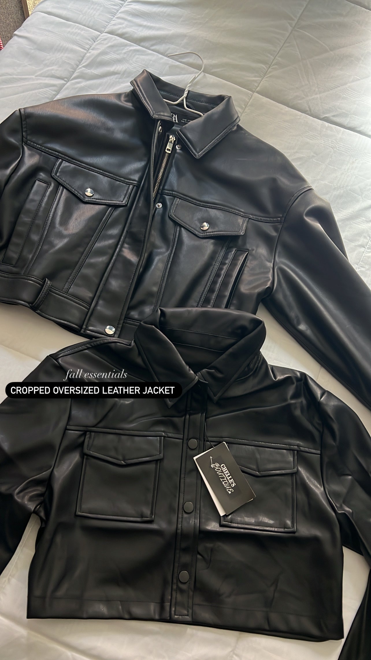 Black Leather Cropped Jacket