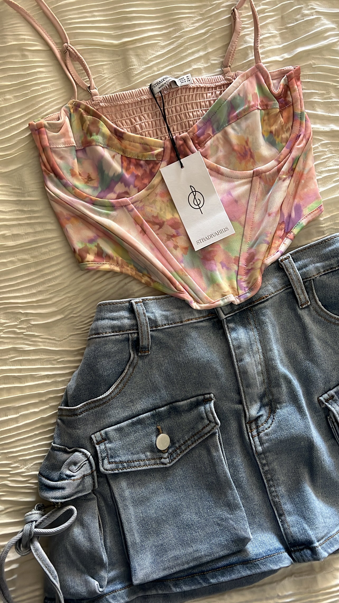 Blue Denim Cargo Skirt