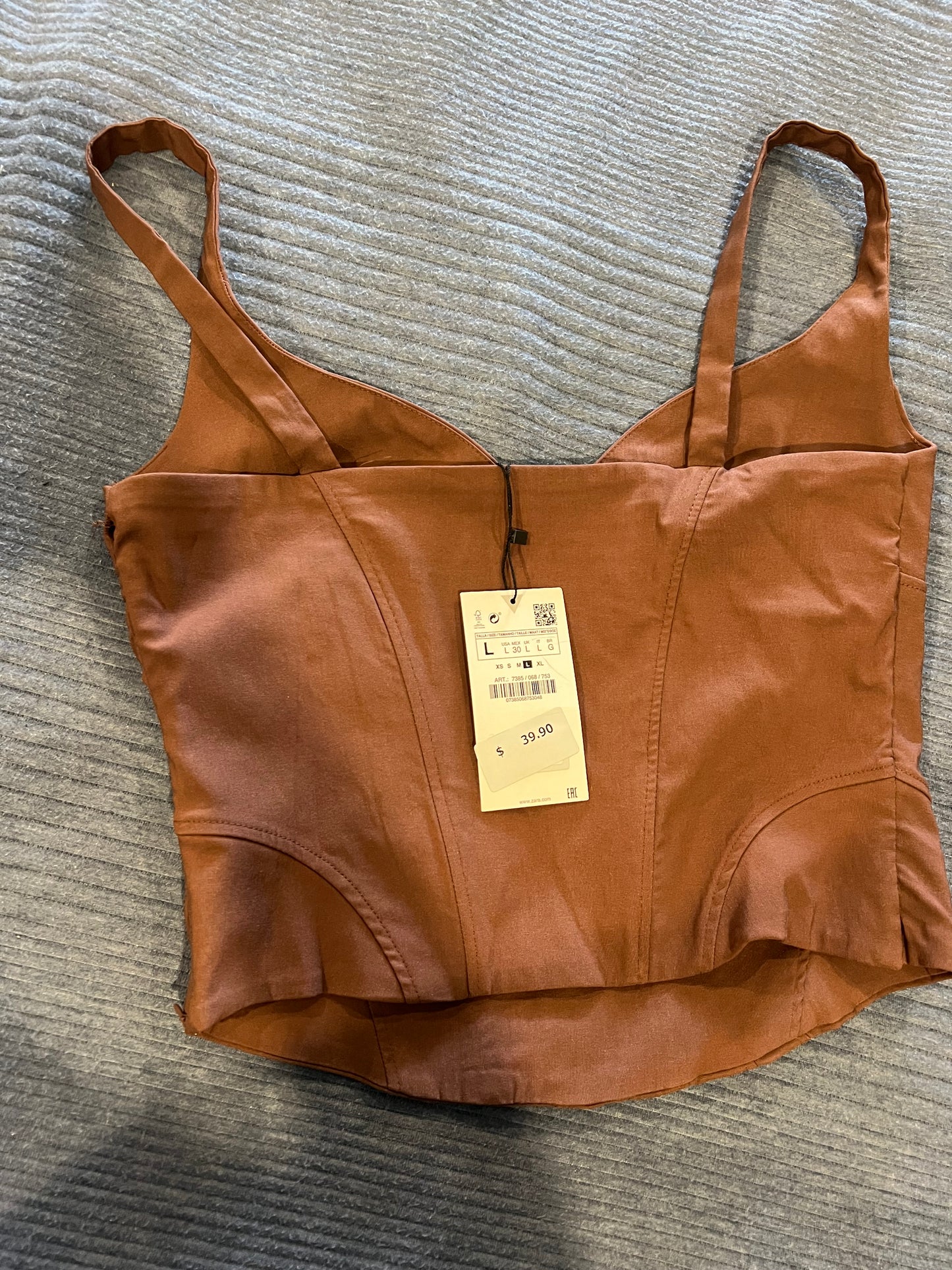 Zara Brown Fitted Corset Top