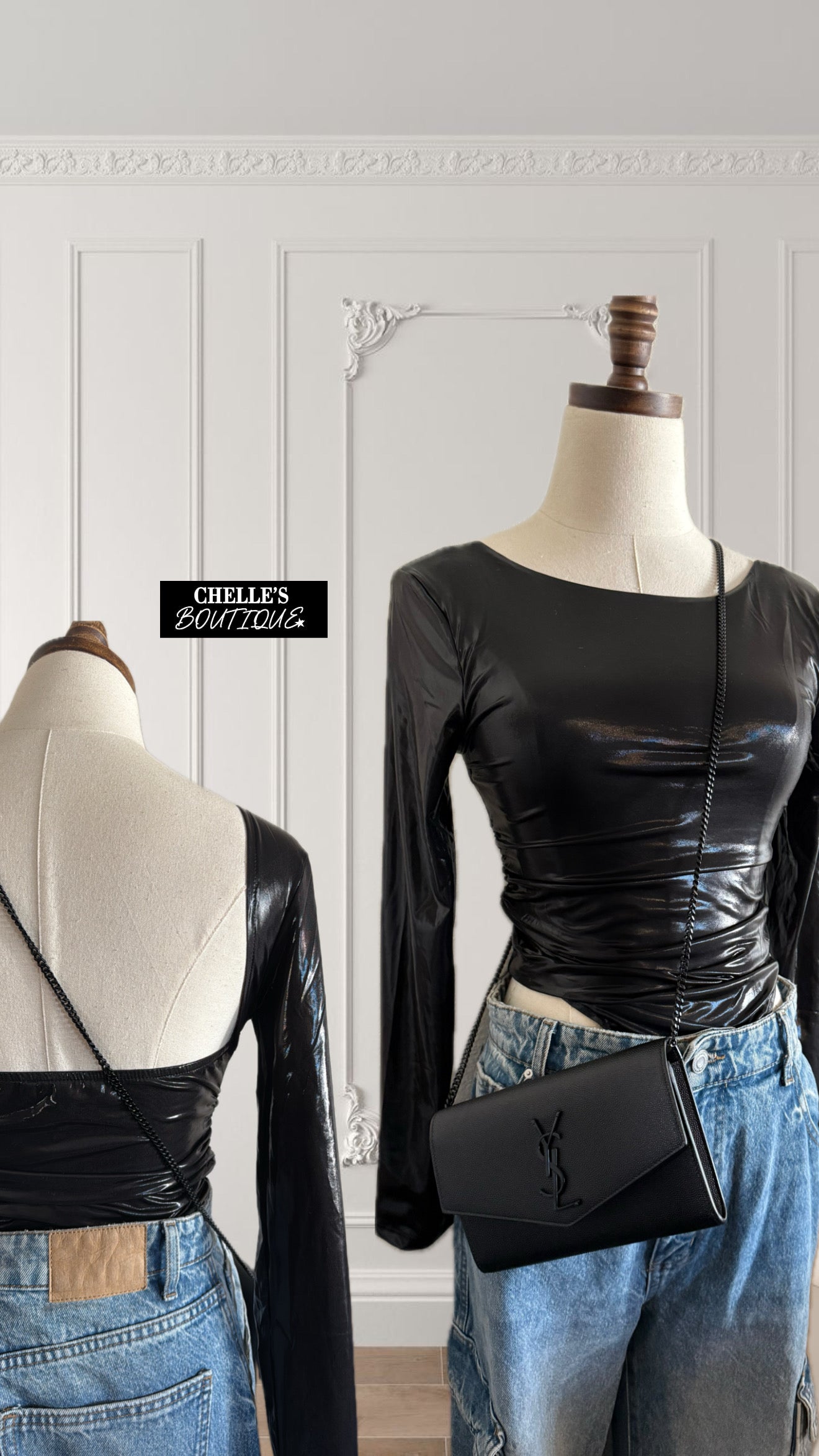 Shimmery Black Slim Top