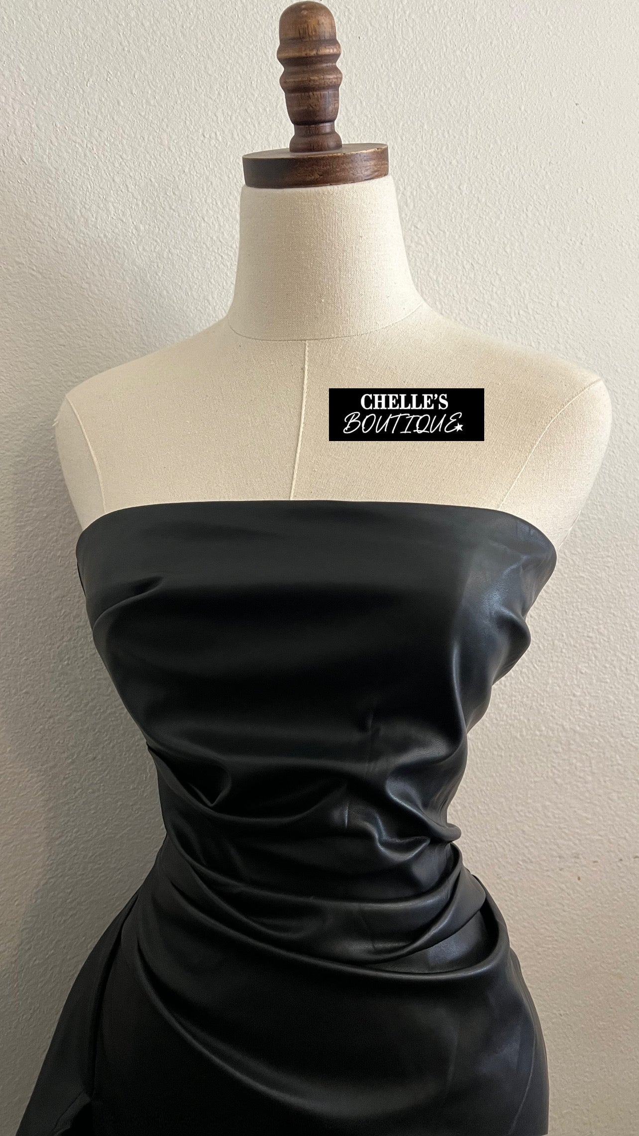 Jet Black Leather Rouched Top