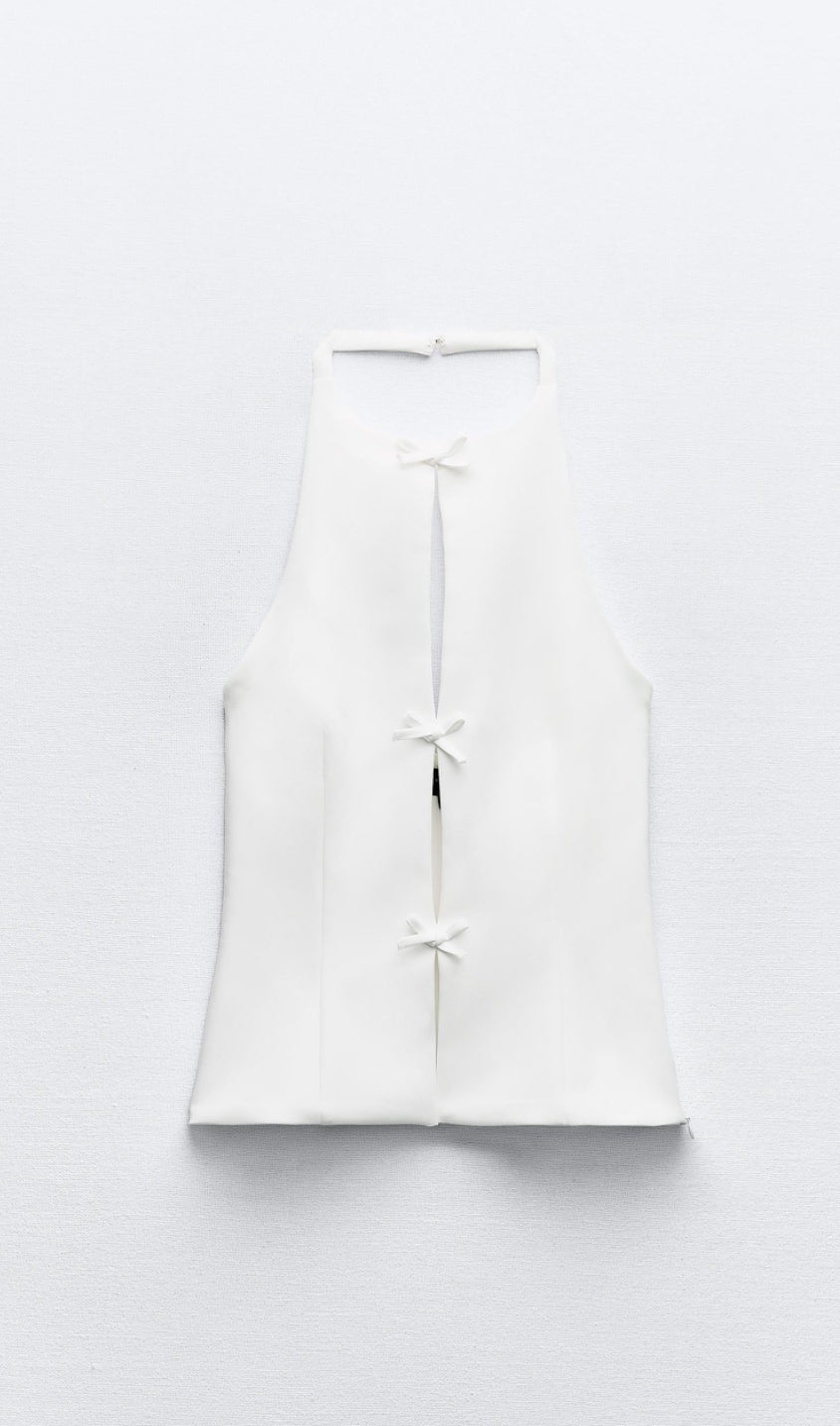 White Bow Halter Zara Top