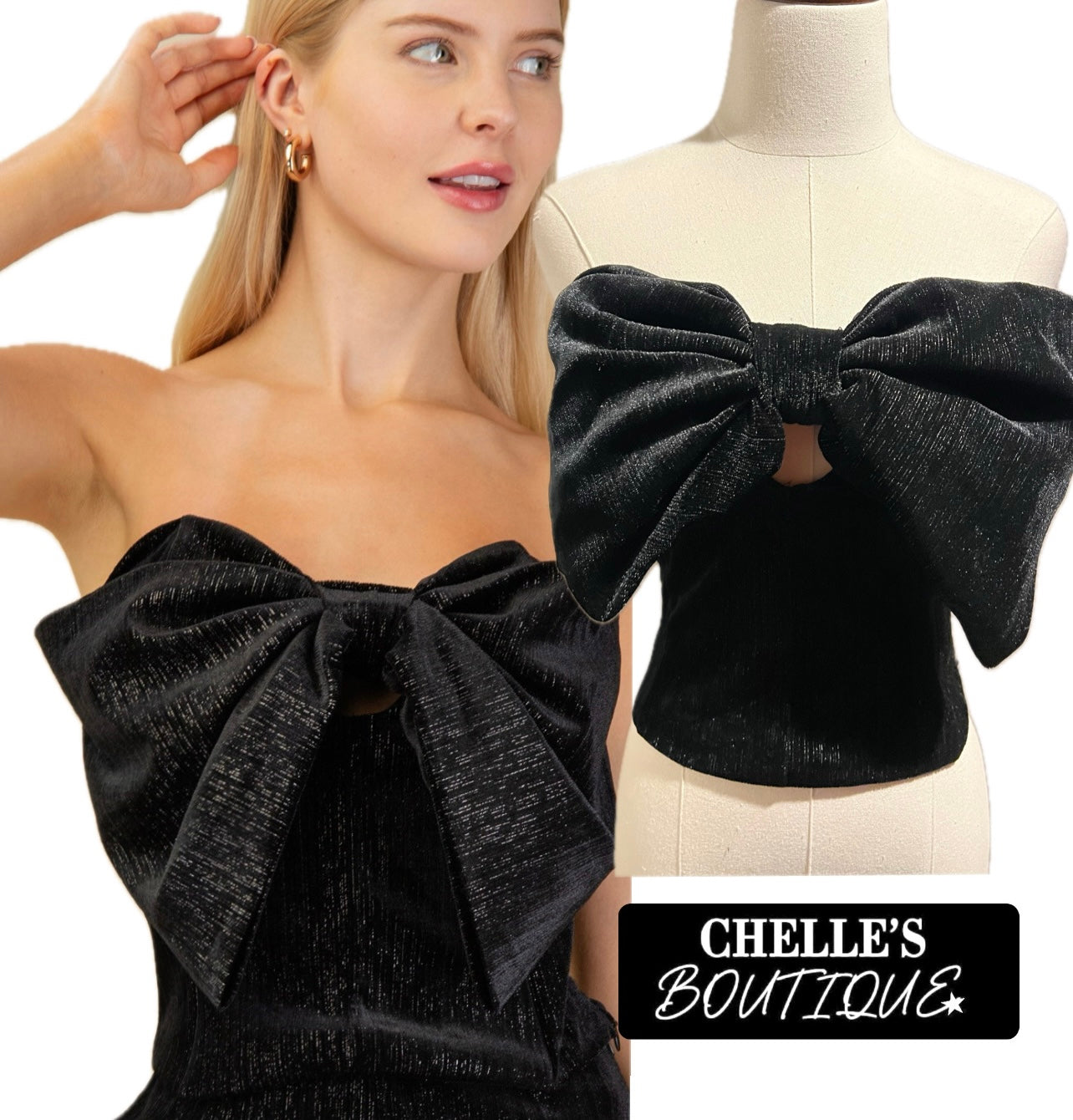 Black Coquette Bustier Top