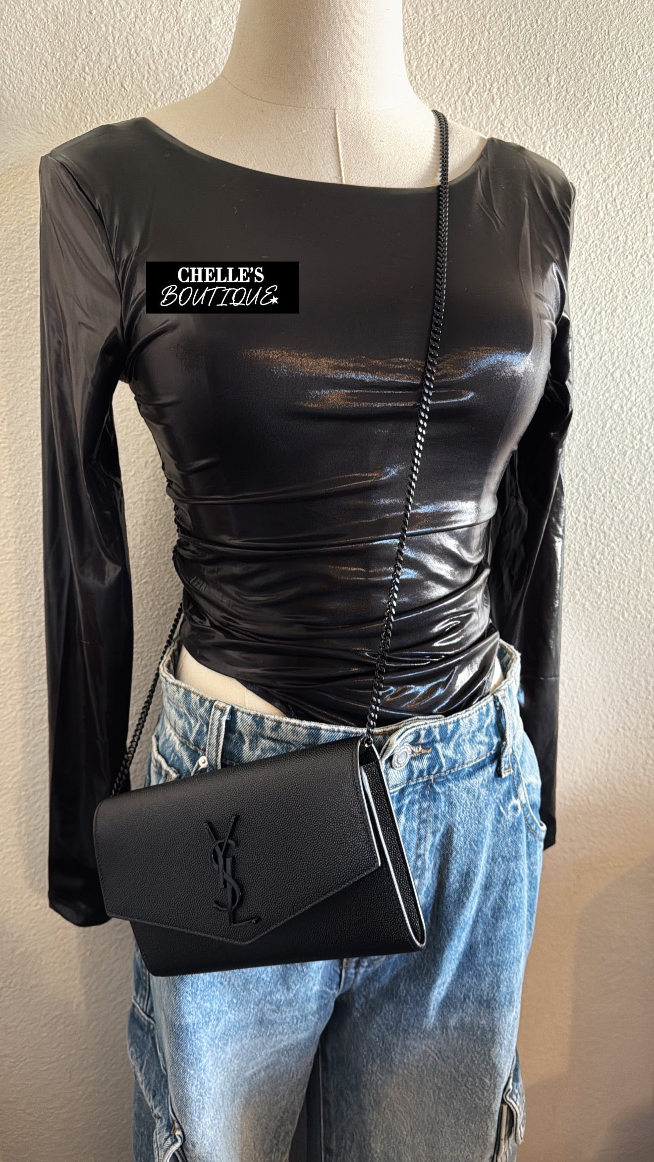 Shimmery Black Slim Top