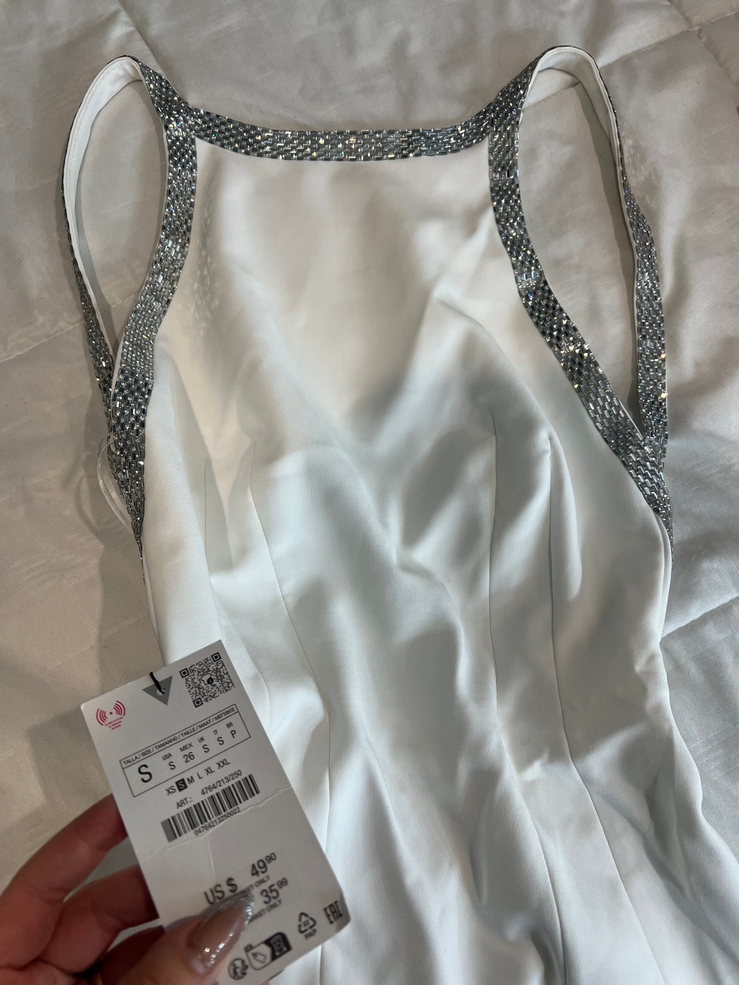 Zara White Rhinestone Dress