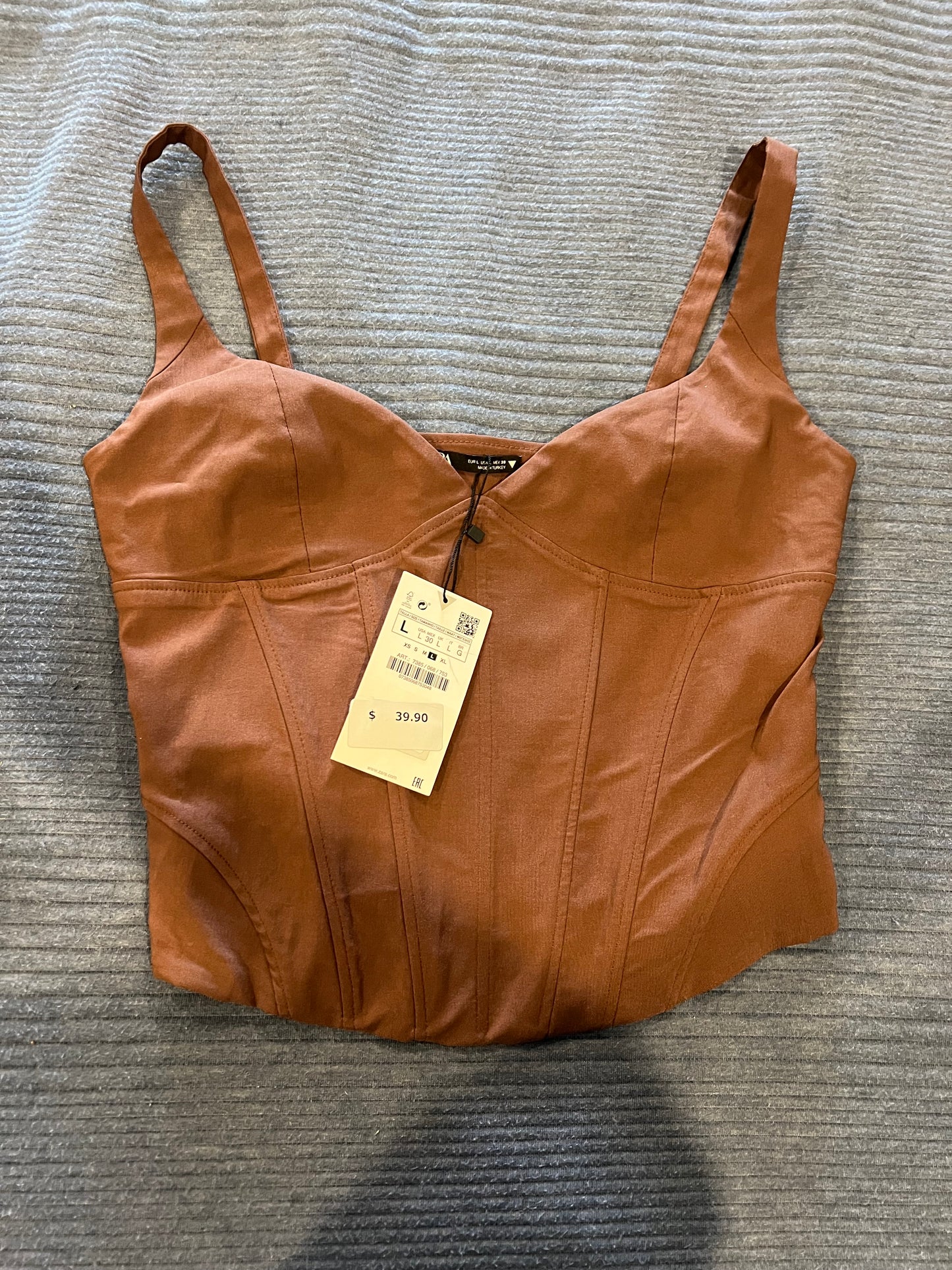 Zara Brown Fitted Corset Top