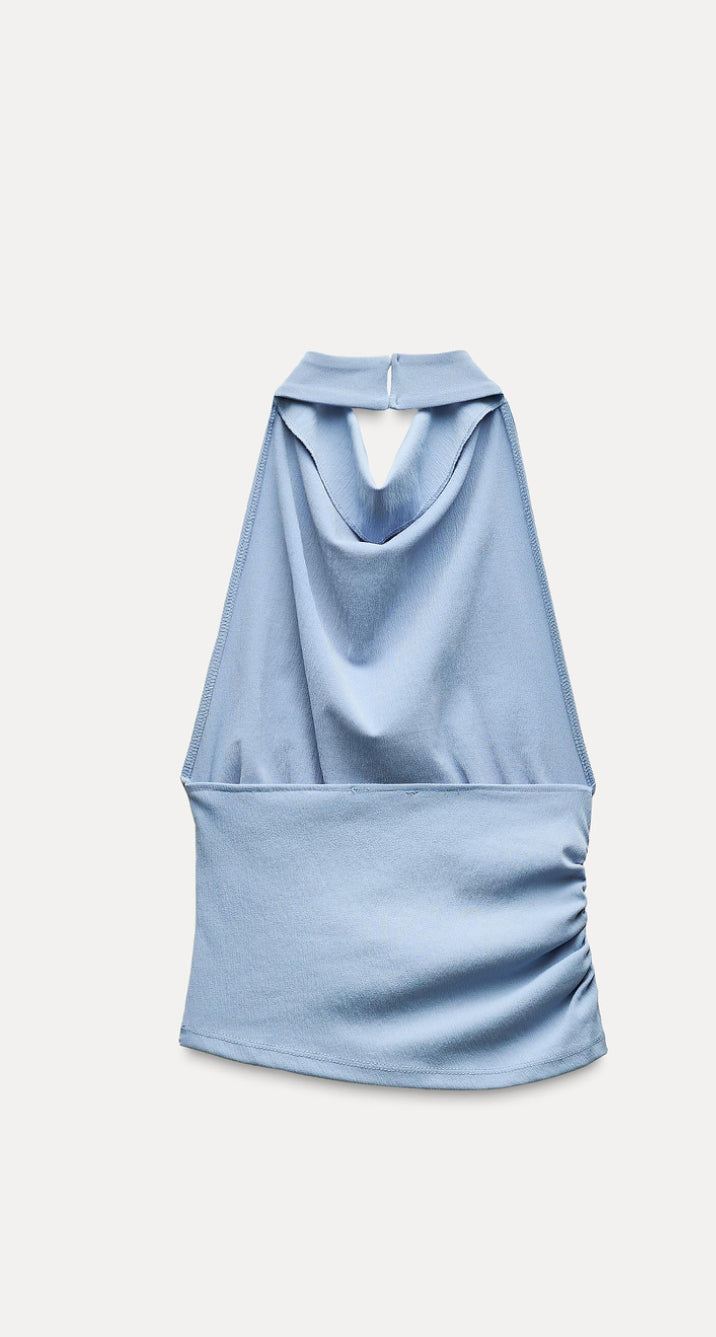 Blue Zara Stretch Halter Top