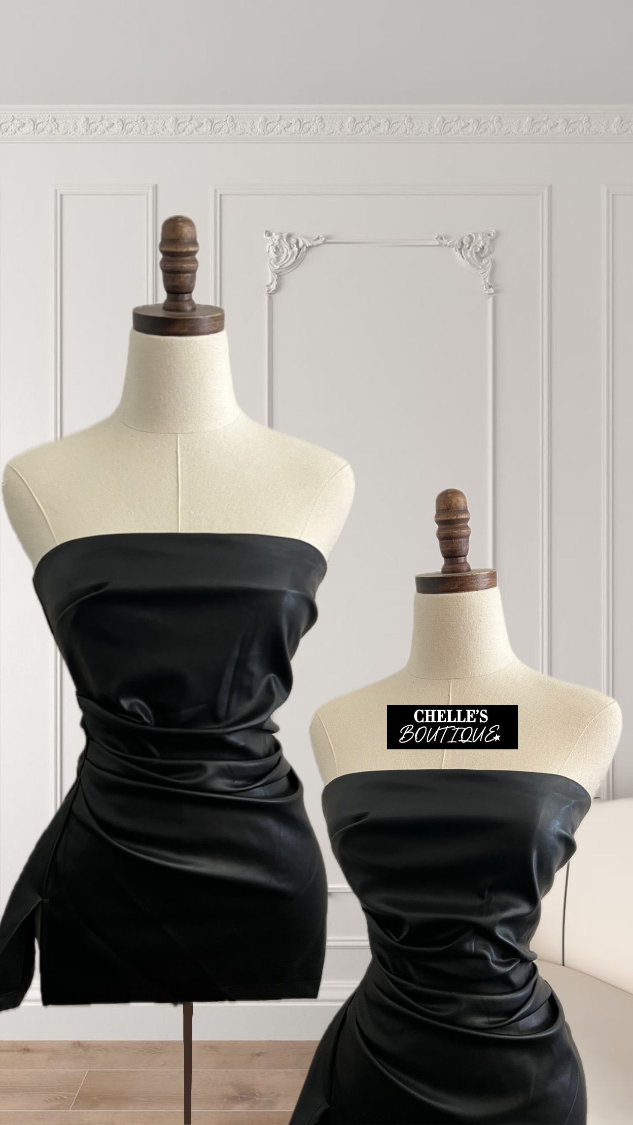 Jet Black Leather Rouched Top