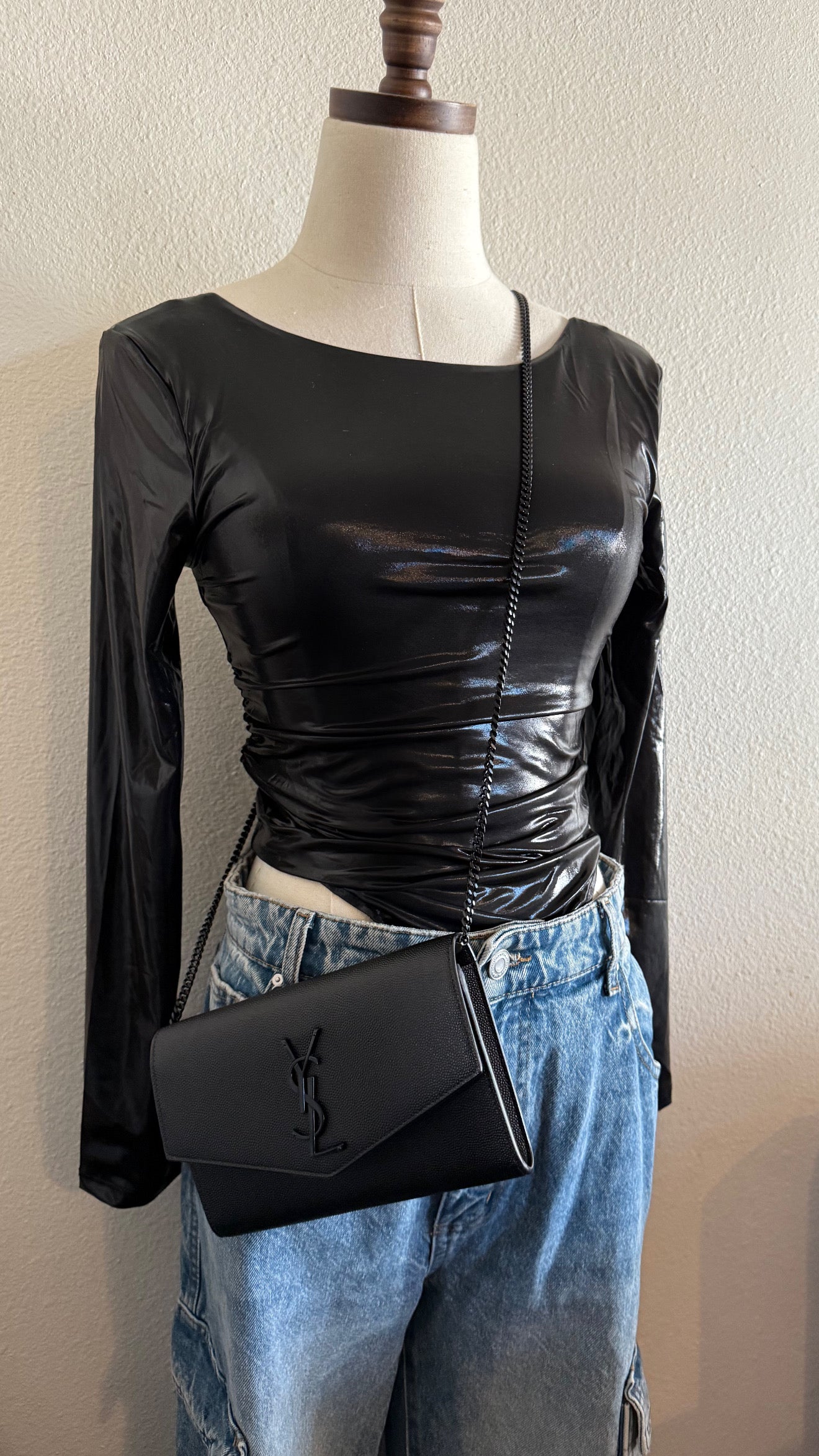Shimmery Black Slim Top