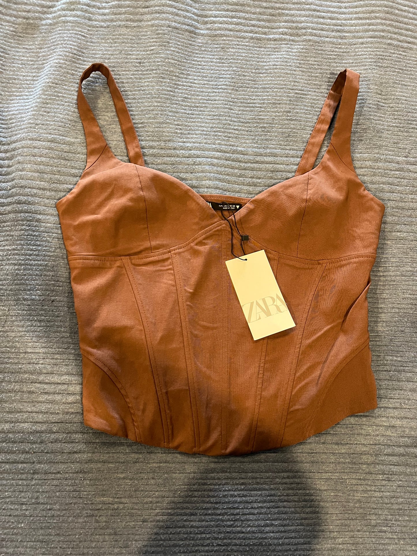 Zara Brown Fitted Corset Top