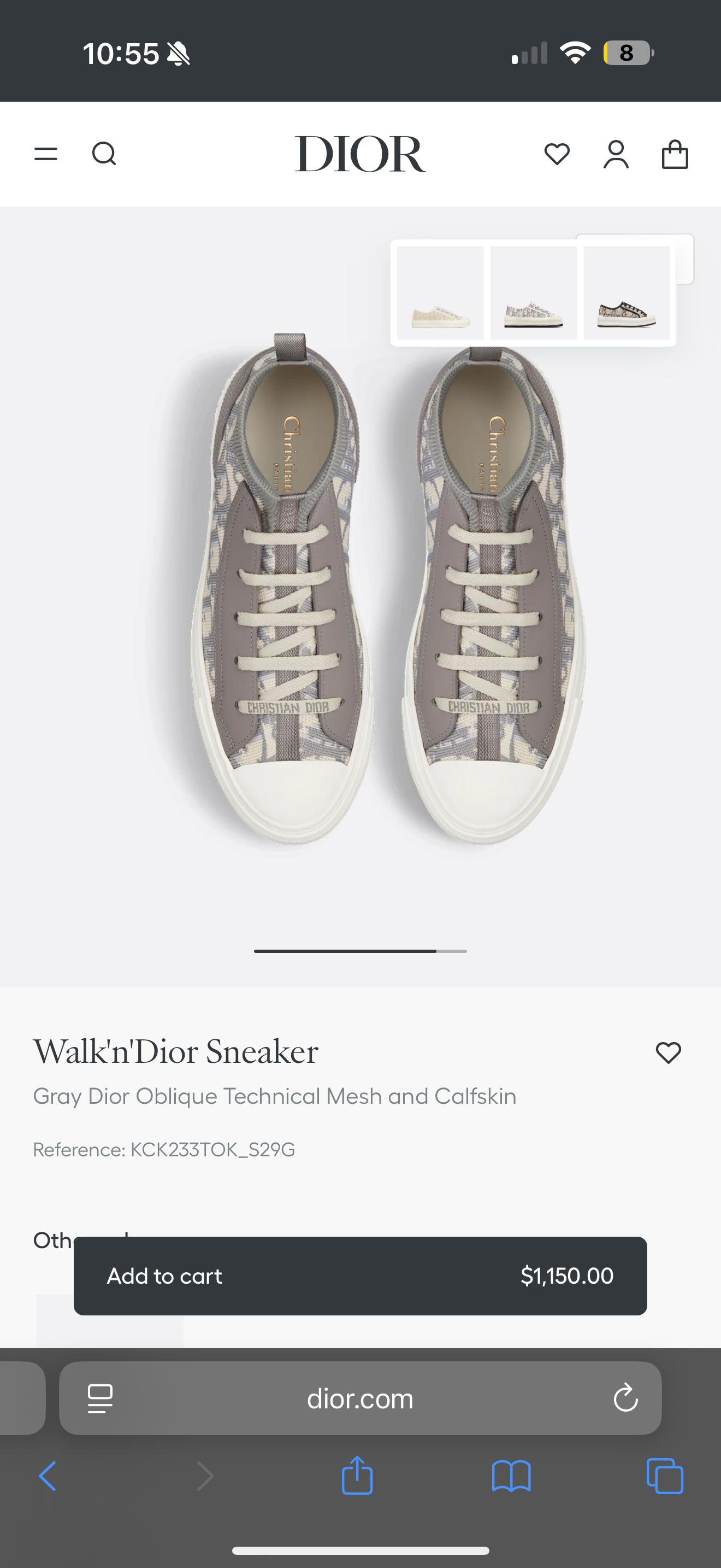 DIOR Walk'n'Dior Technical Oblig HIGH TOP Sneakers, 37.5UE (7.5)US