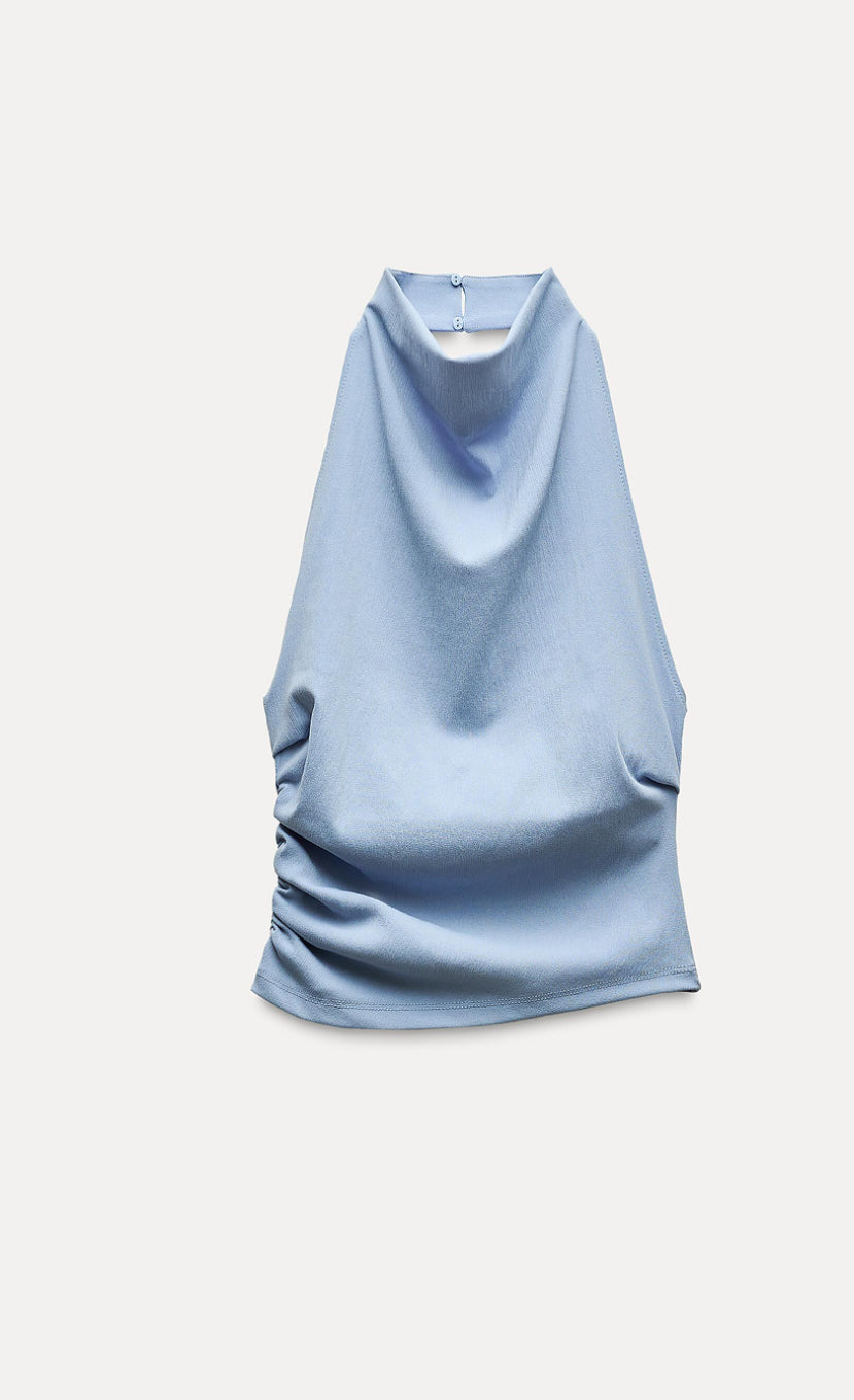 Blue Zara Stretch Halter Top