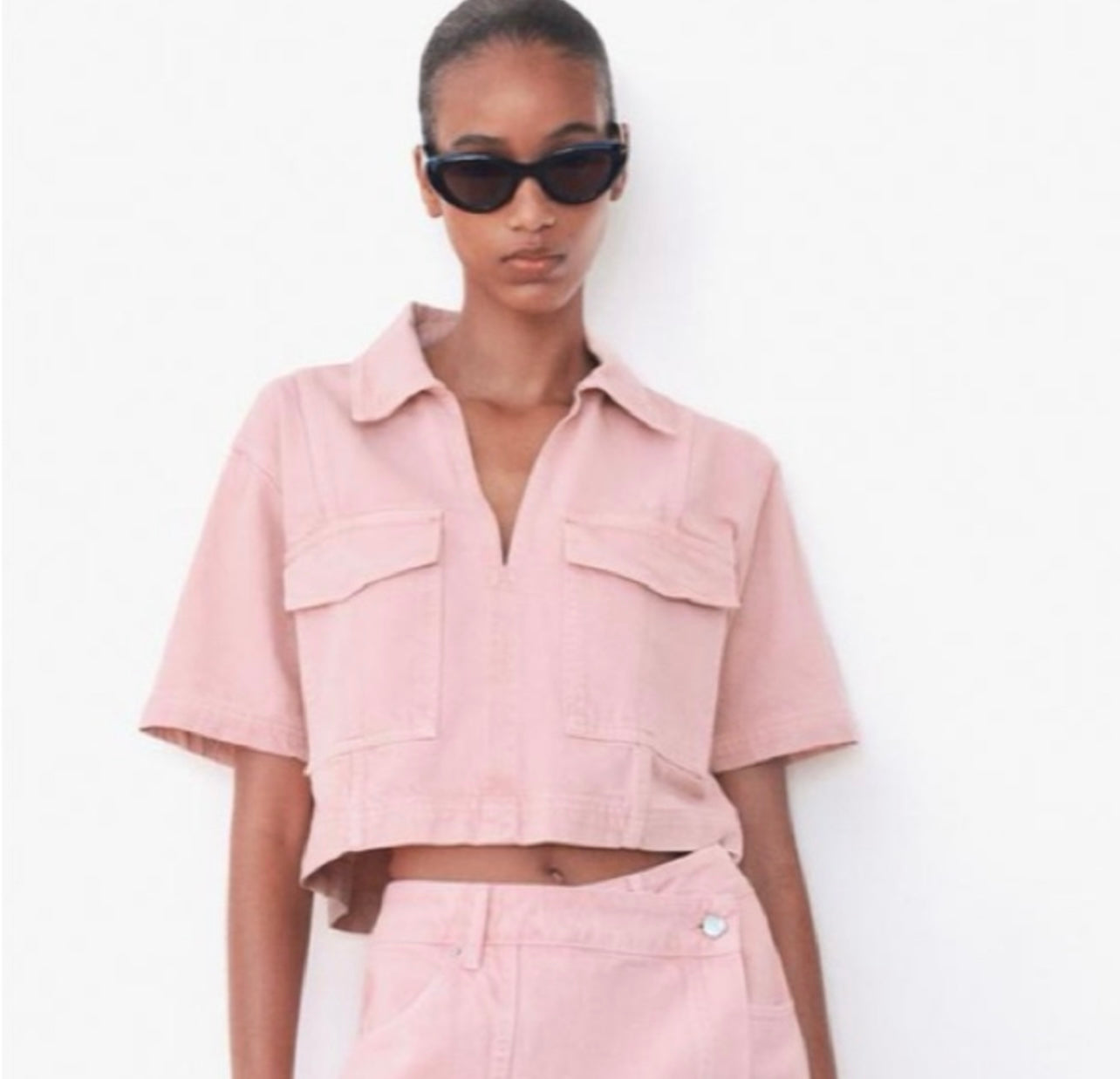 Zara Pink Denim Top