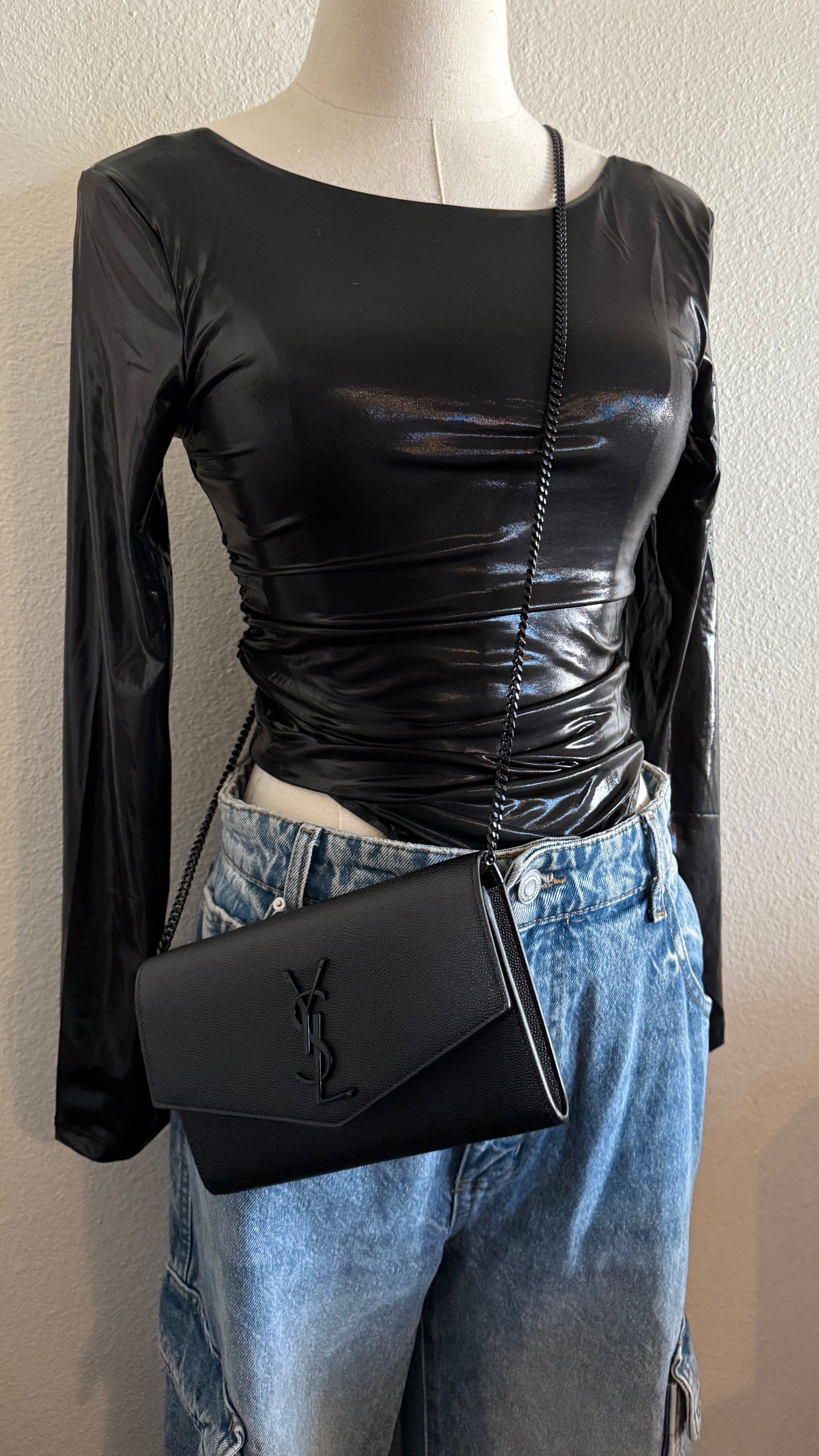 Shimmery Black Slim Top