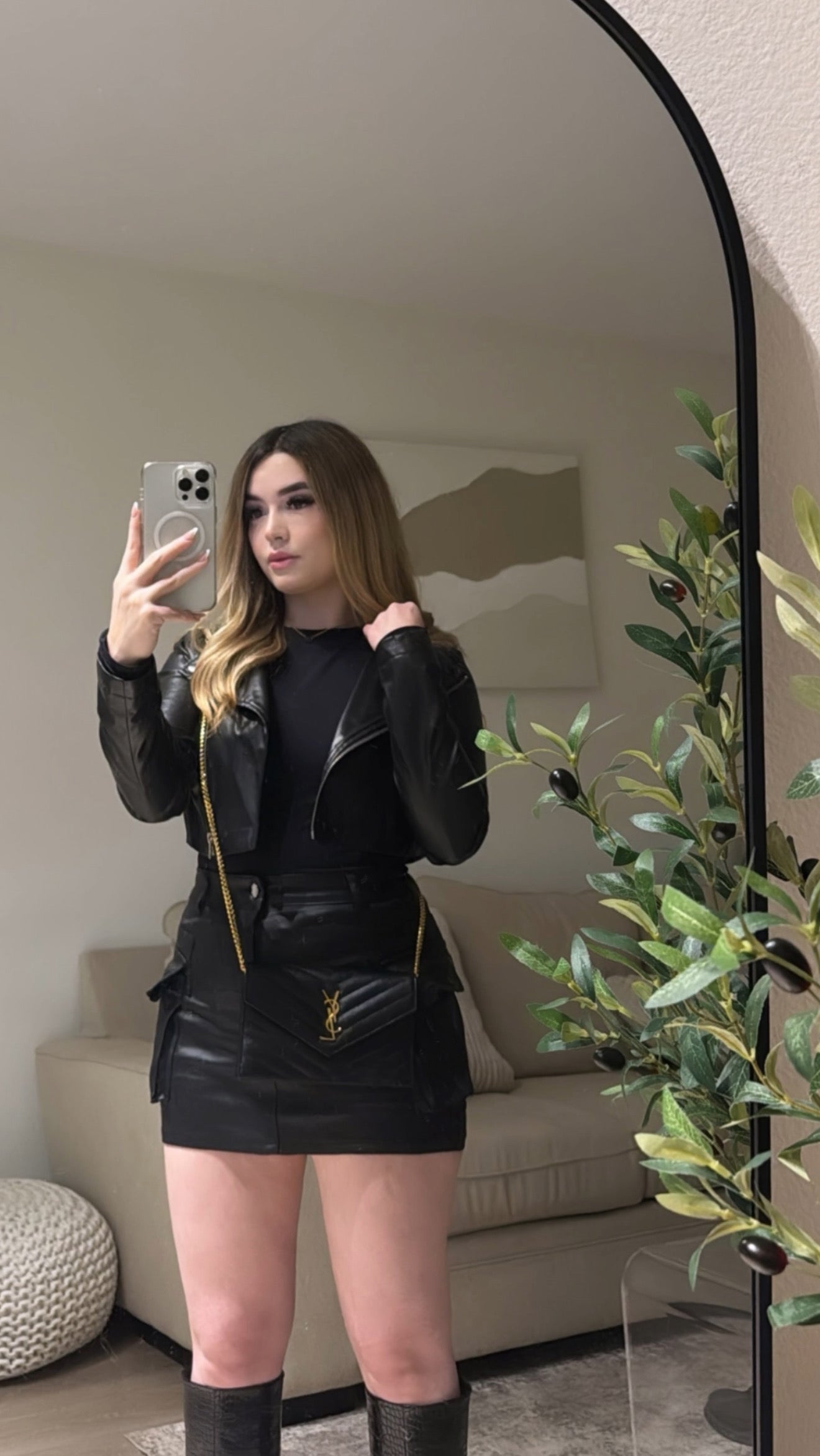 Mini Leather Pocket Skirt