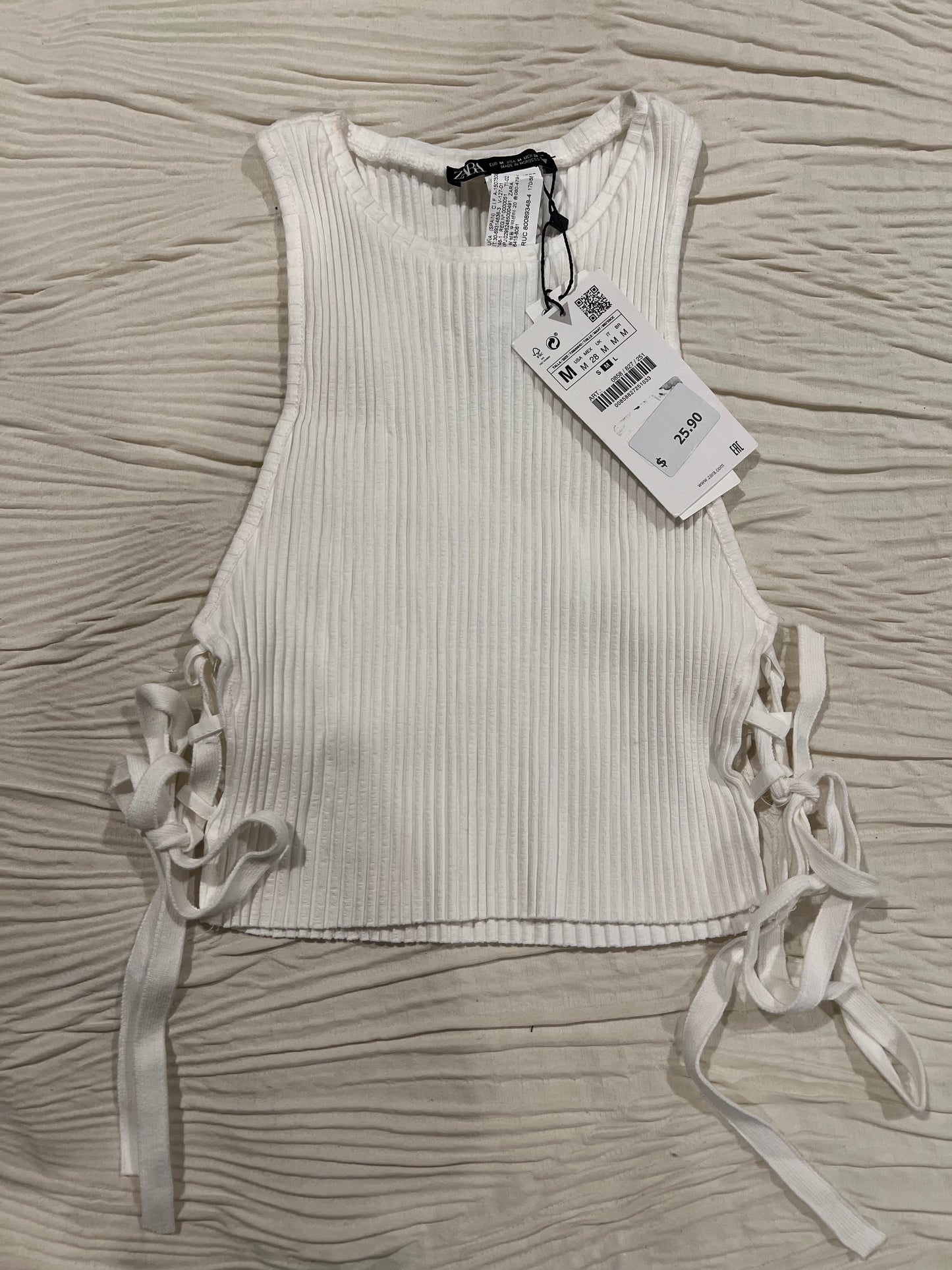White Zara Lace Up Top