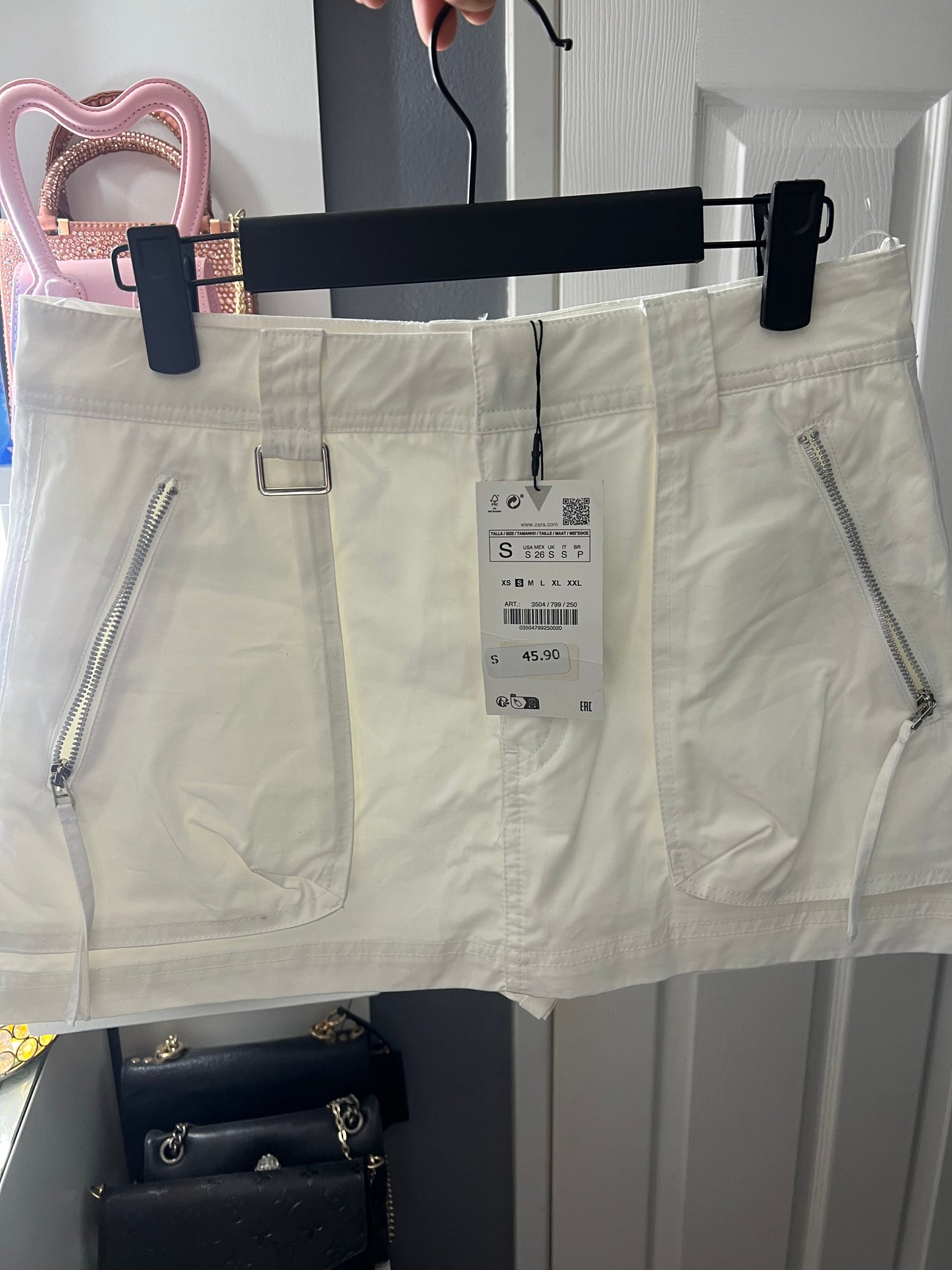 Zara White Cargo Skirt
