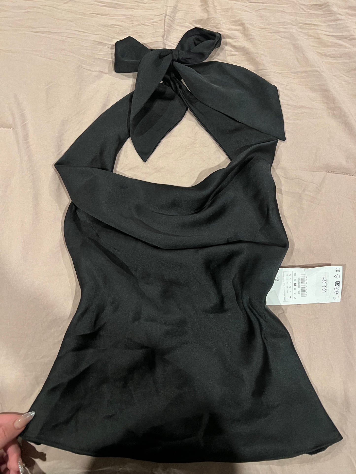 Zara Black Satin Top