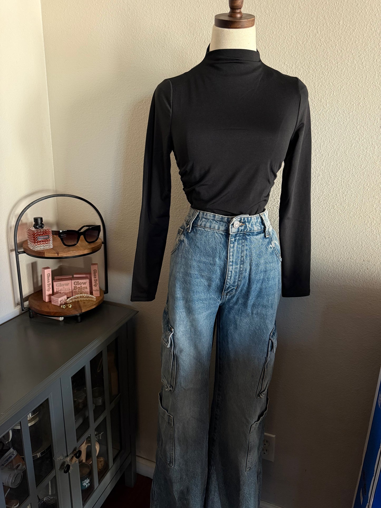 Black Rouched Long Sleeve
