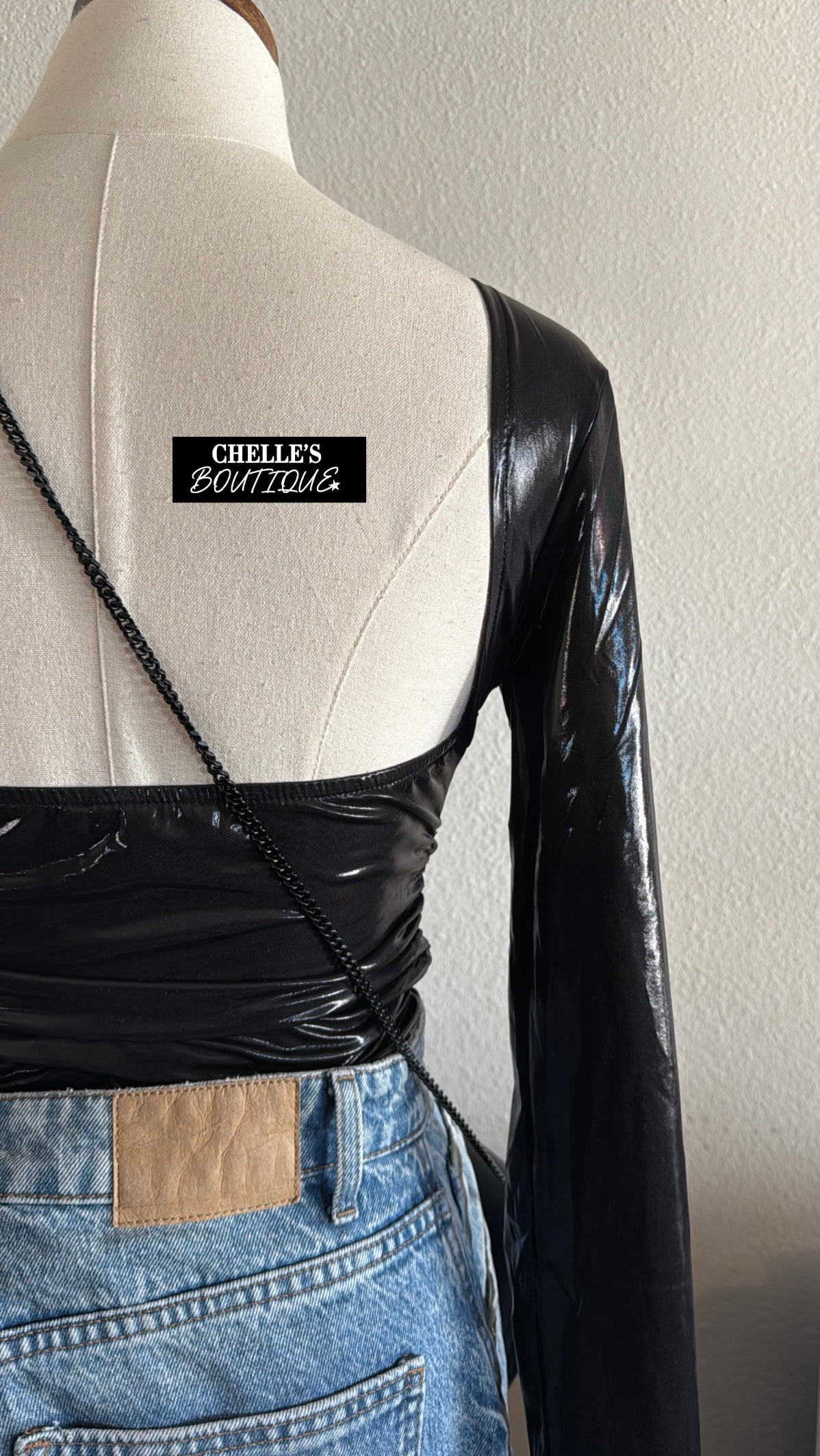 Shimmery Black Slim Top