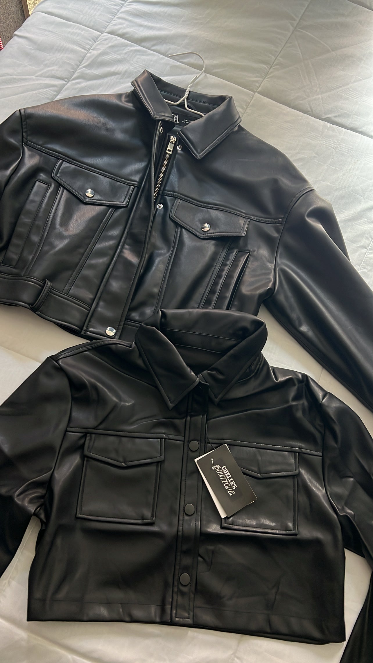 Black Leather Cropped Jacket