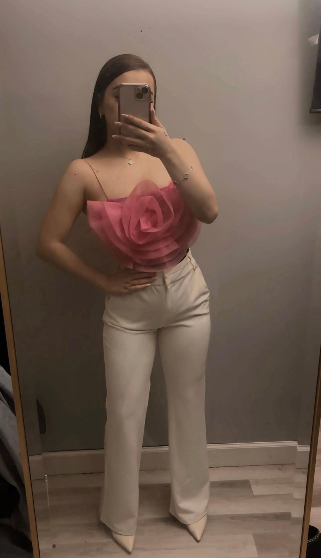 Pink Floral Rouched Top