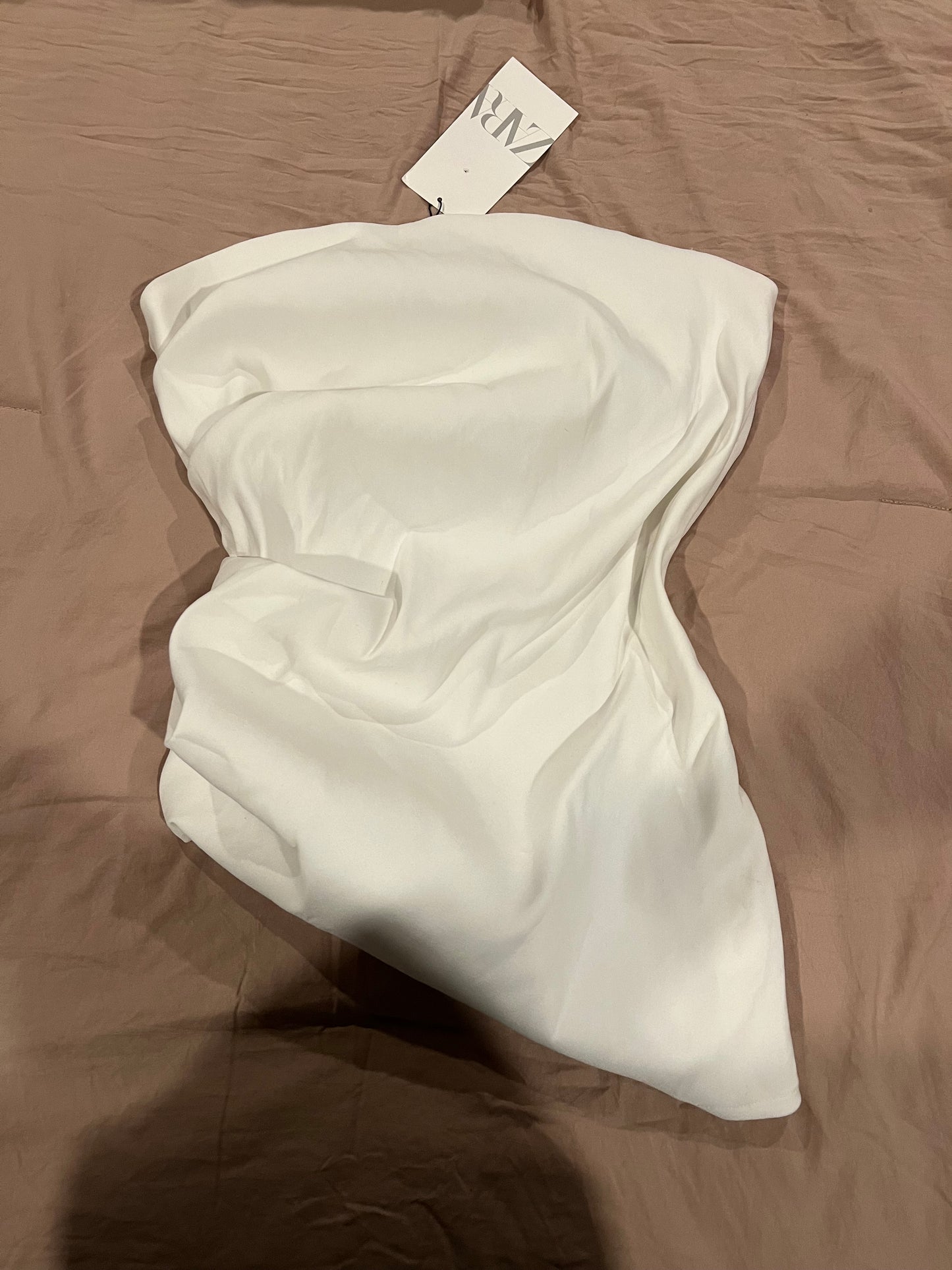 Zara Rouched White Bustier Top