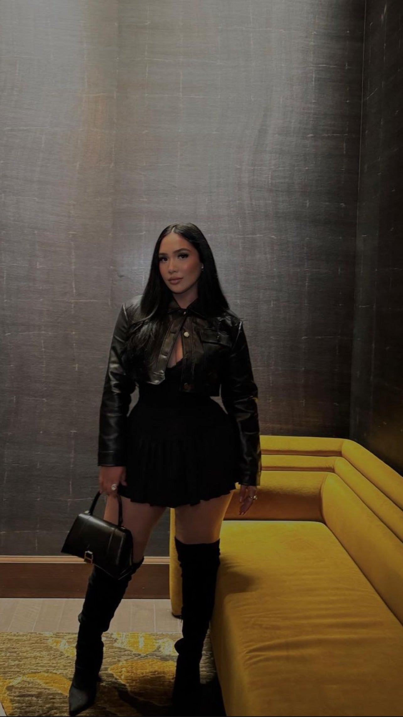 Black Leather Cropped Jacket