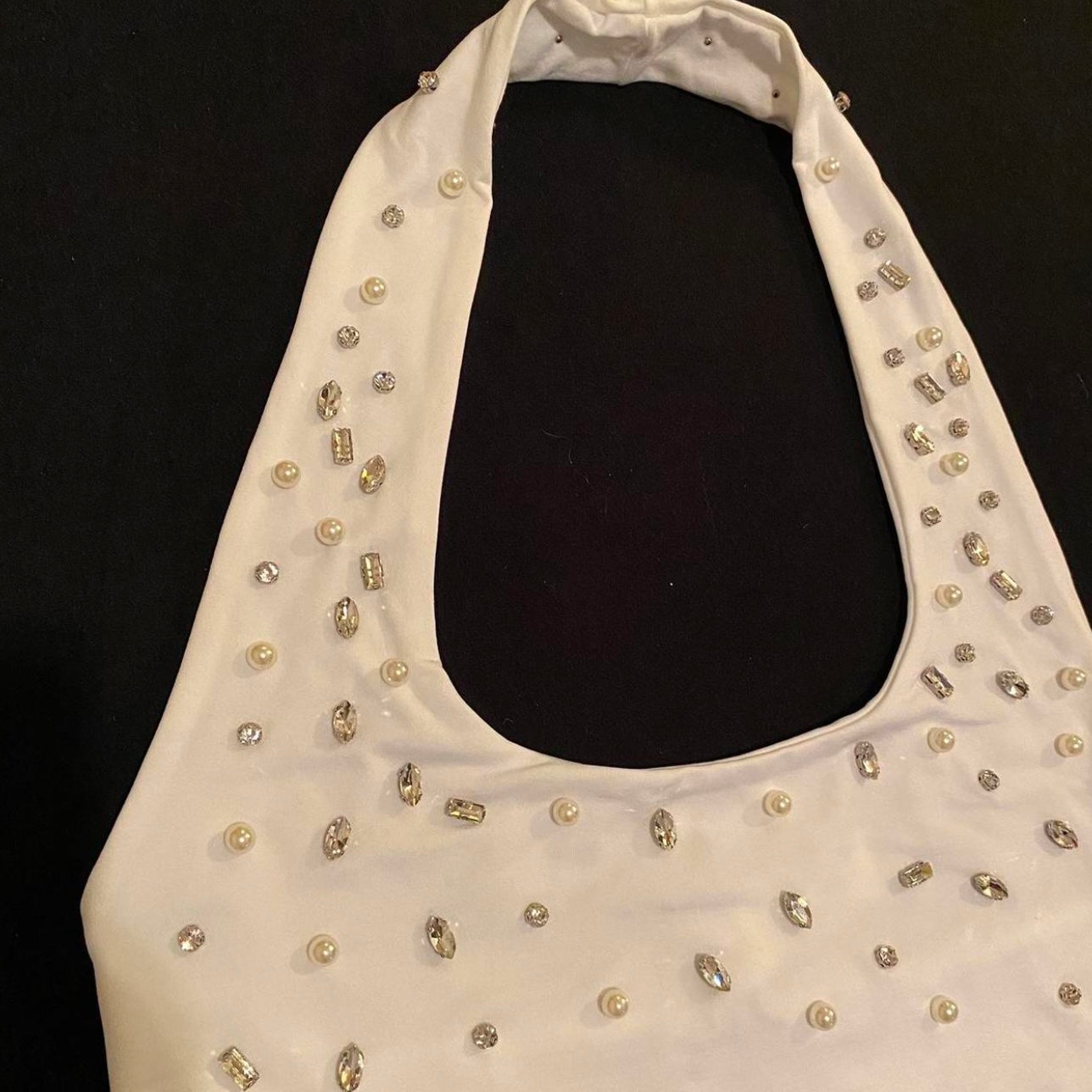 Zara Rhinestone White BodySuit