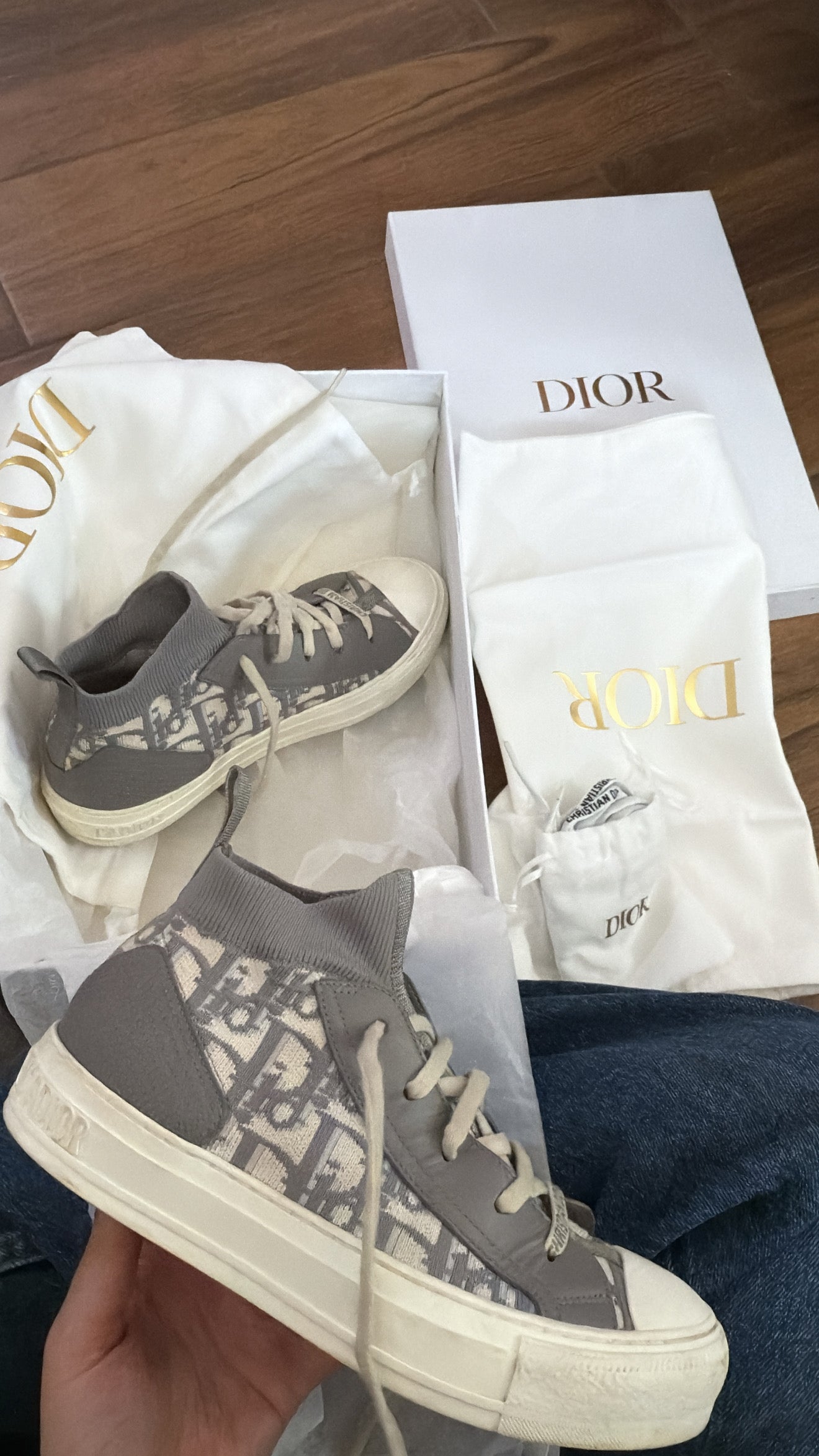 DIOR Walk'n'Dior Technical Oblig HIGH TOP Sneakers, 37.5UE (7.5)US