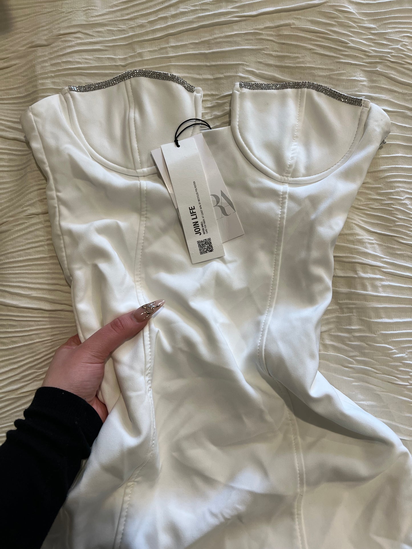 Zara White Rhinestone Dress