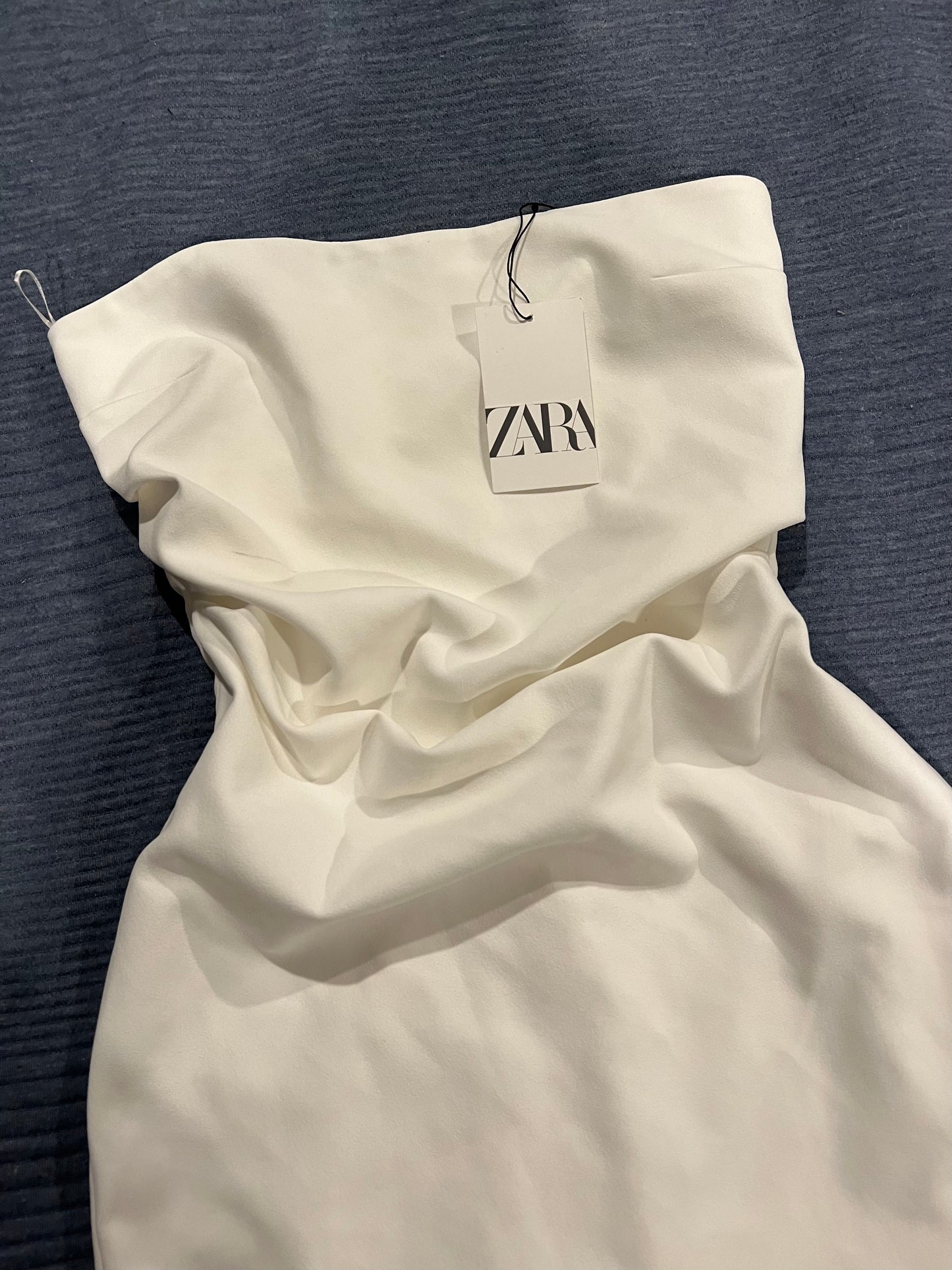 Zara White Rouched Detail Dress