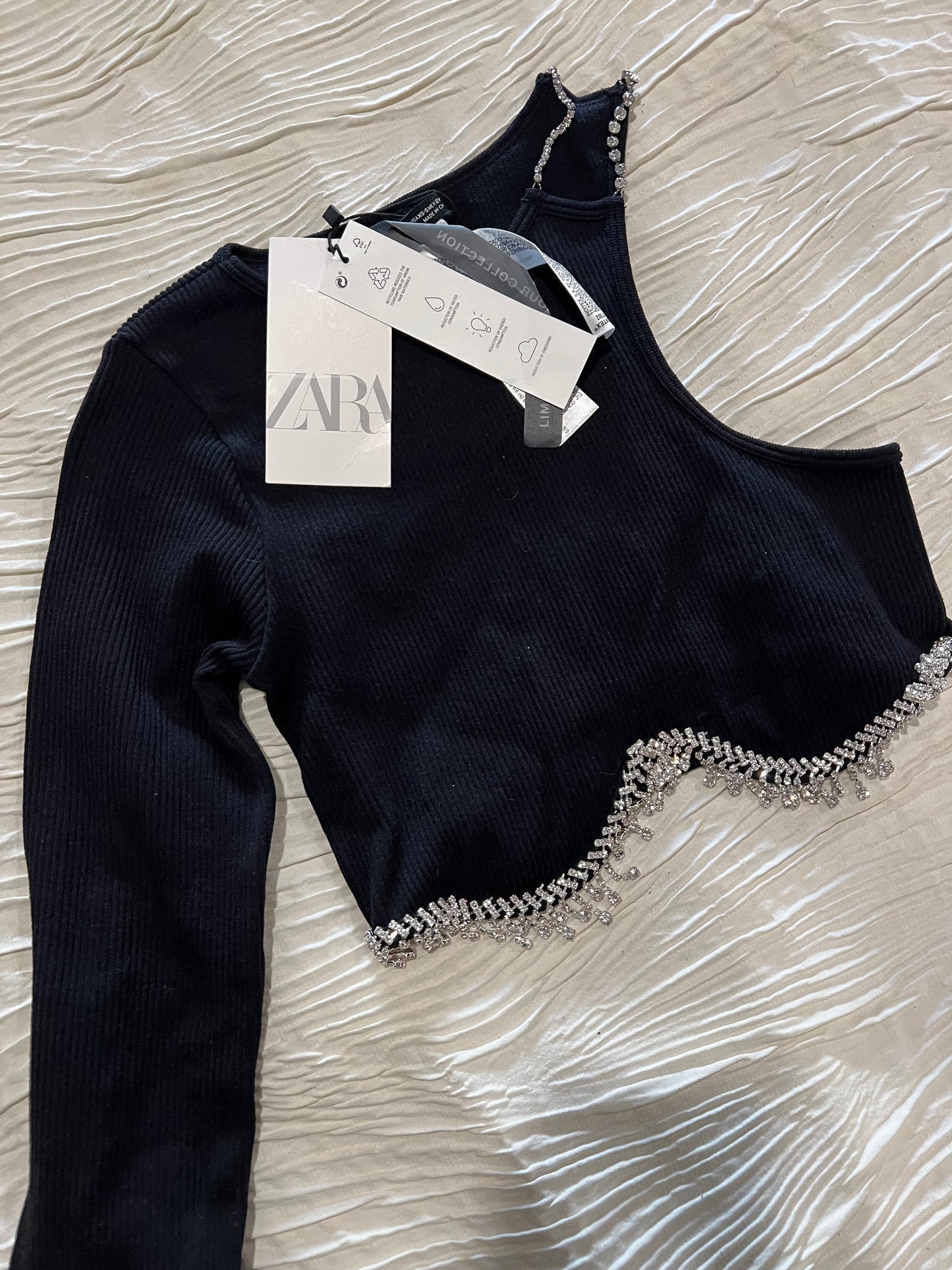 Zara Rhinestone Black Top