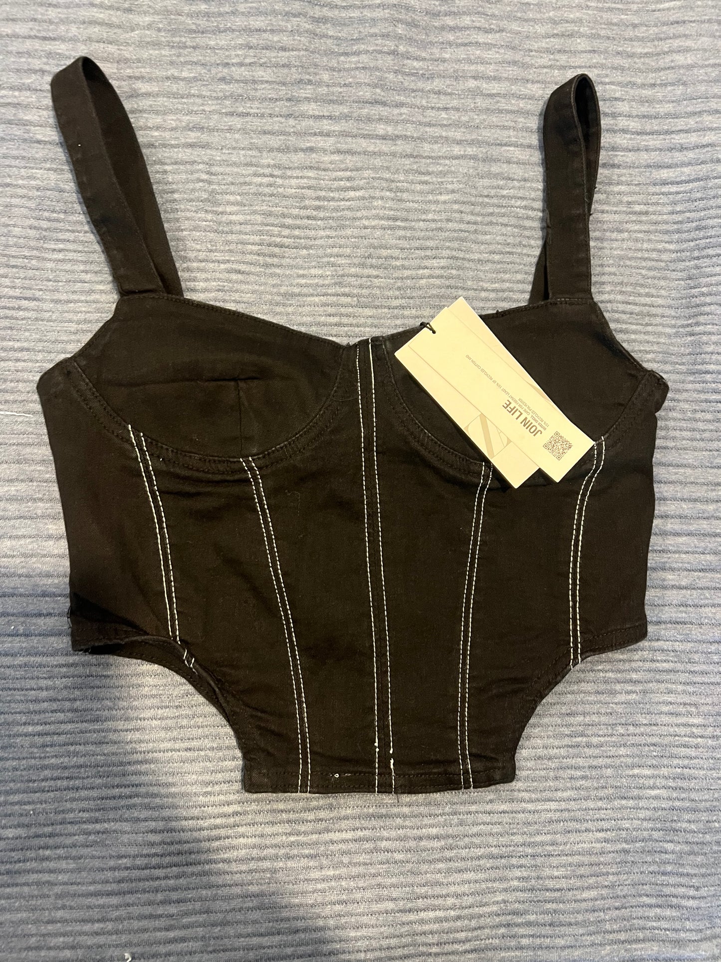 Black Zara Corset Denim Top