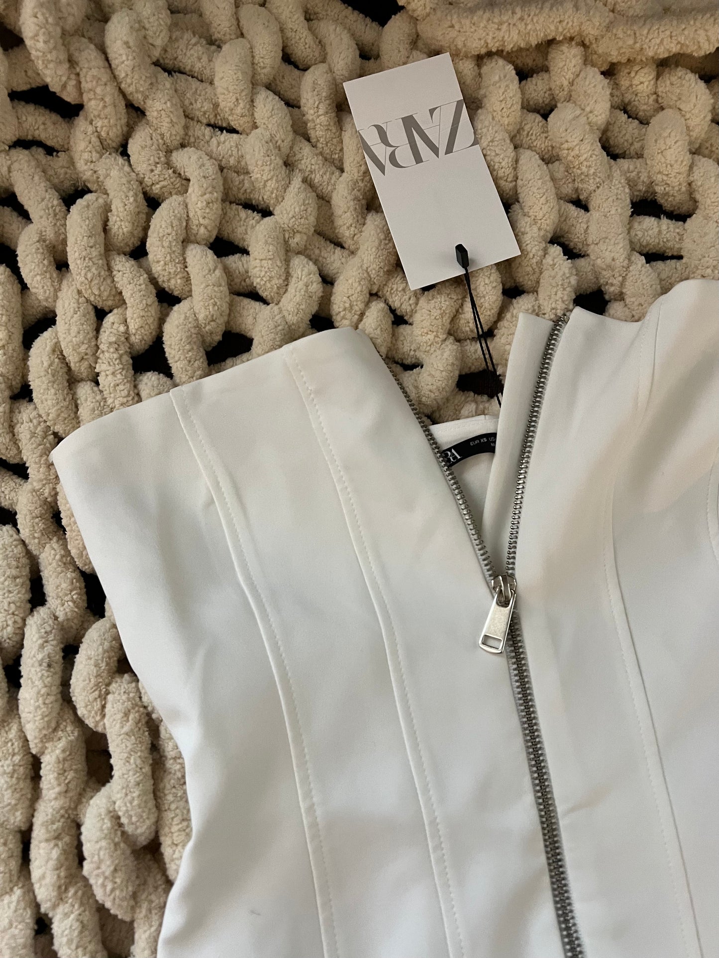 Zara White Zipper Top