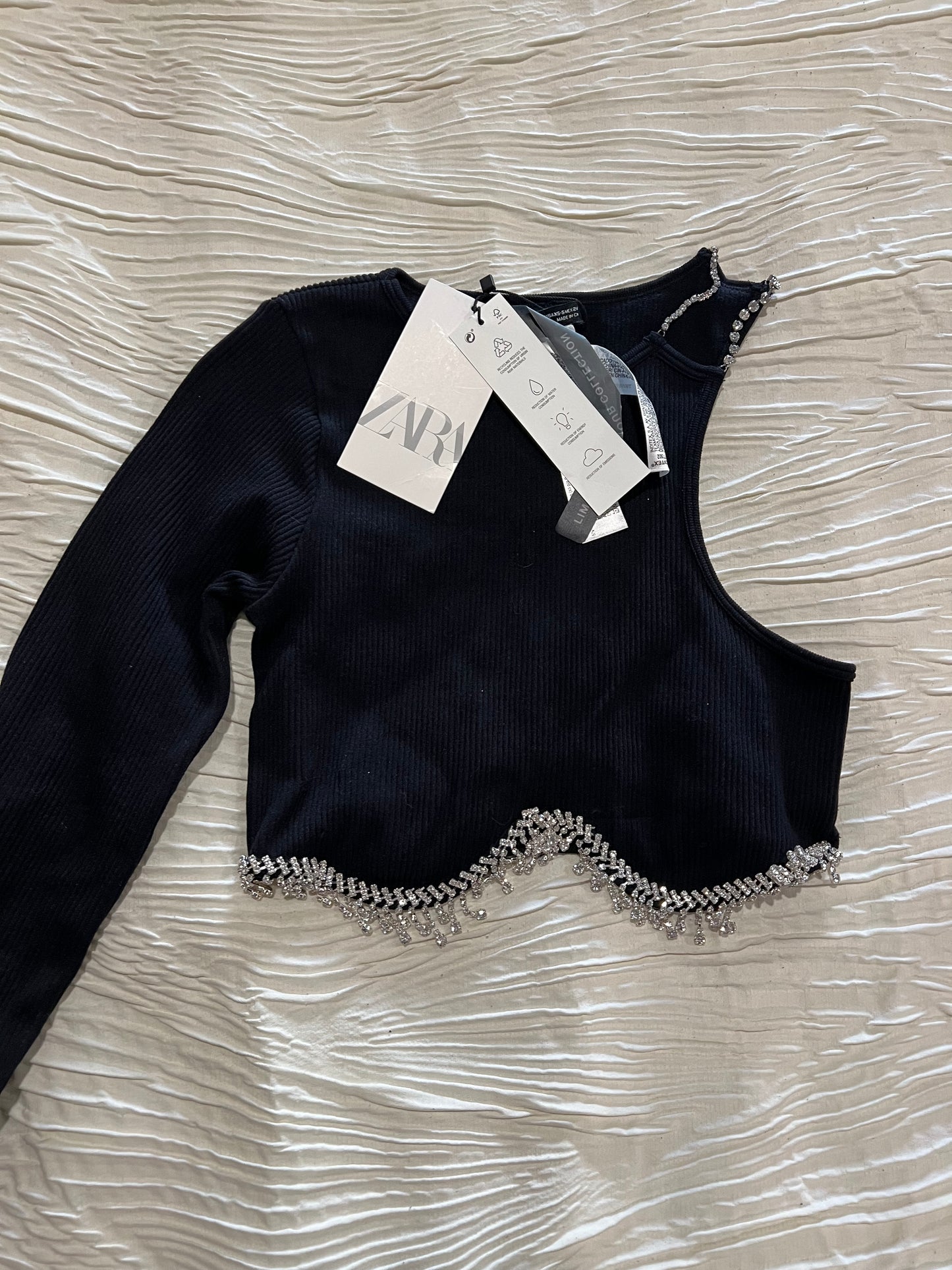 Zara Rhinestone Black Top