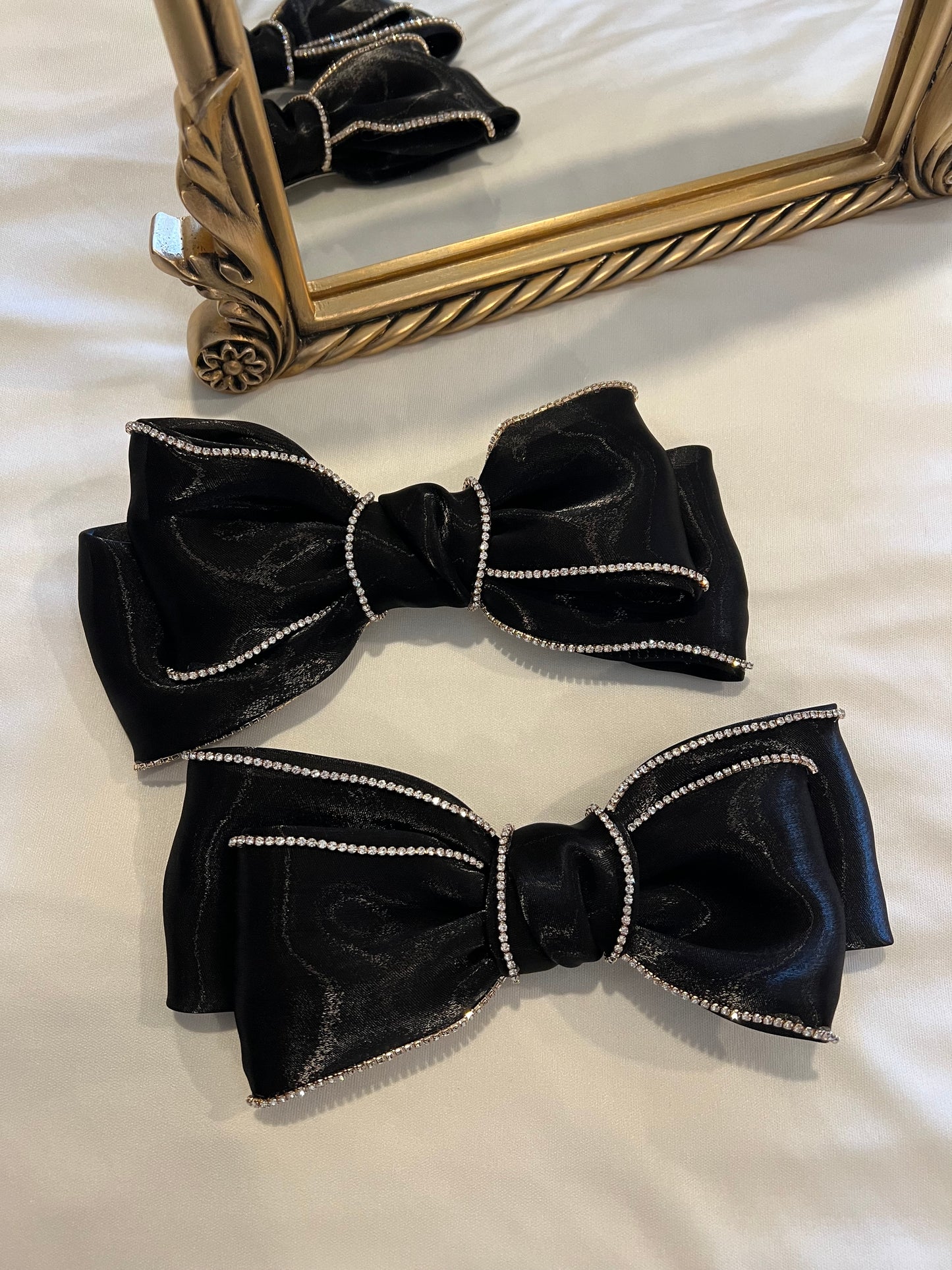 Black Rhinestone Bow