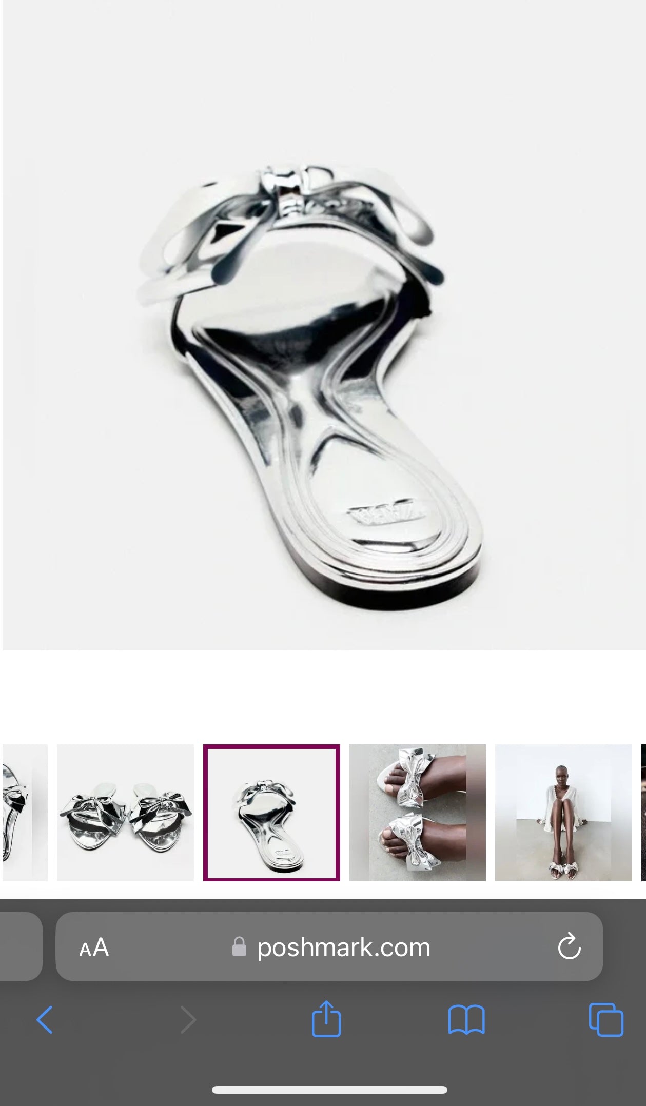 Zara Silver Bow Sandals