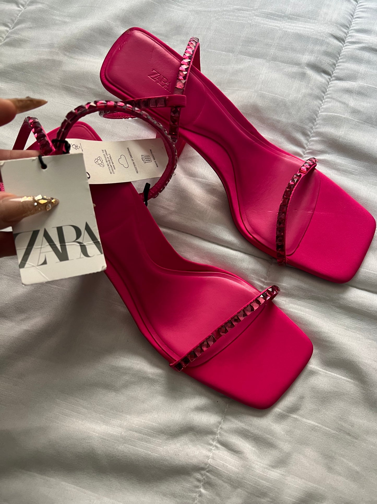 Pink Zara Rhinestone Heels