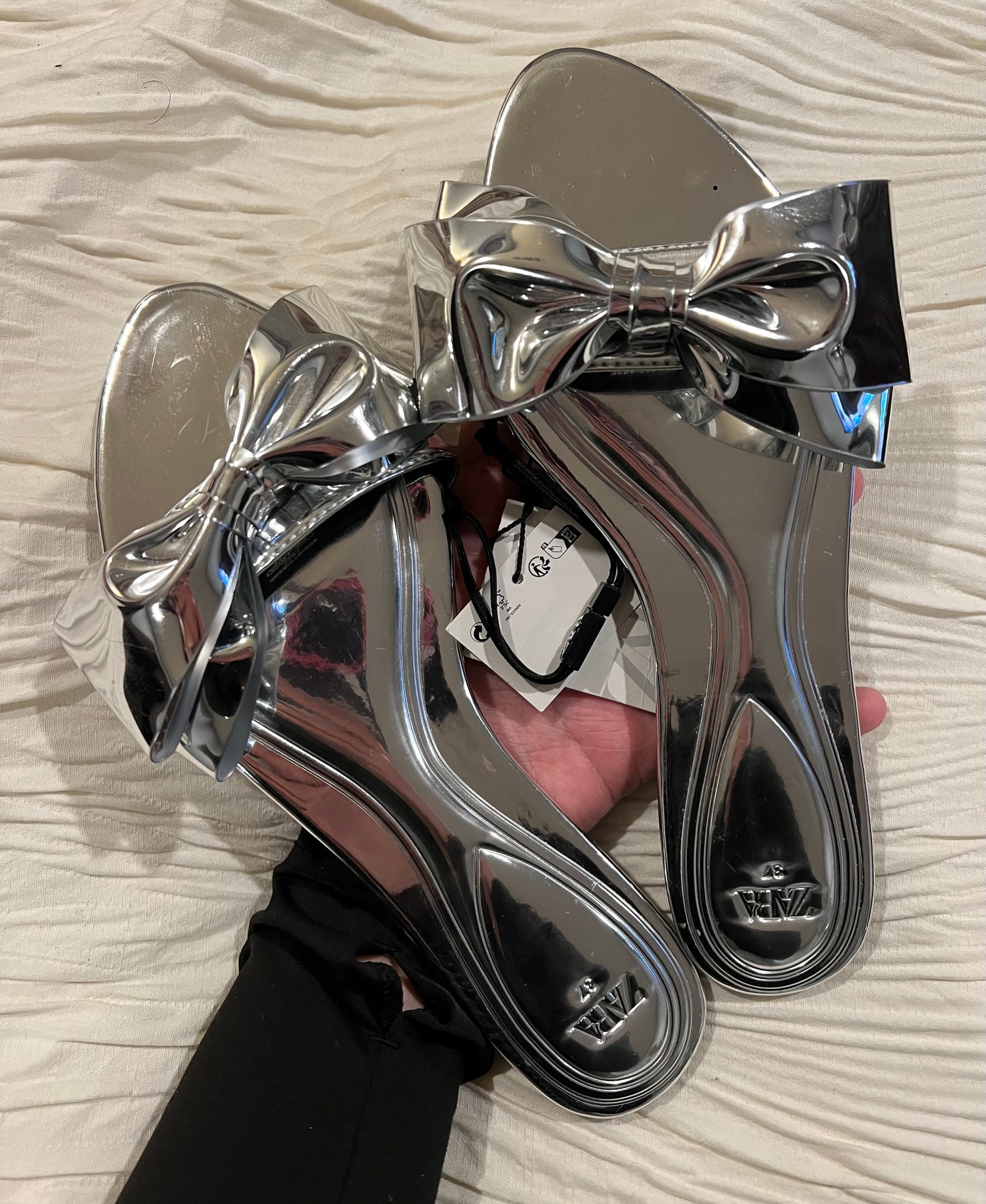 Zara Silver Bow Sandals