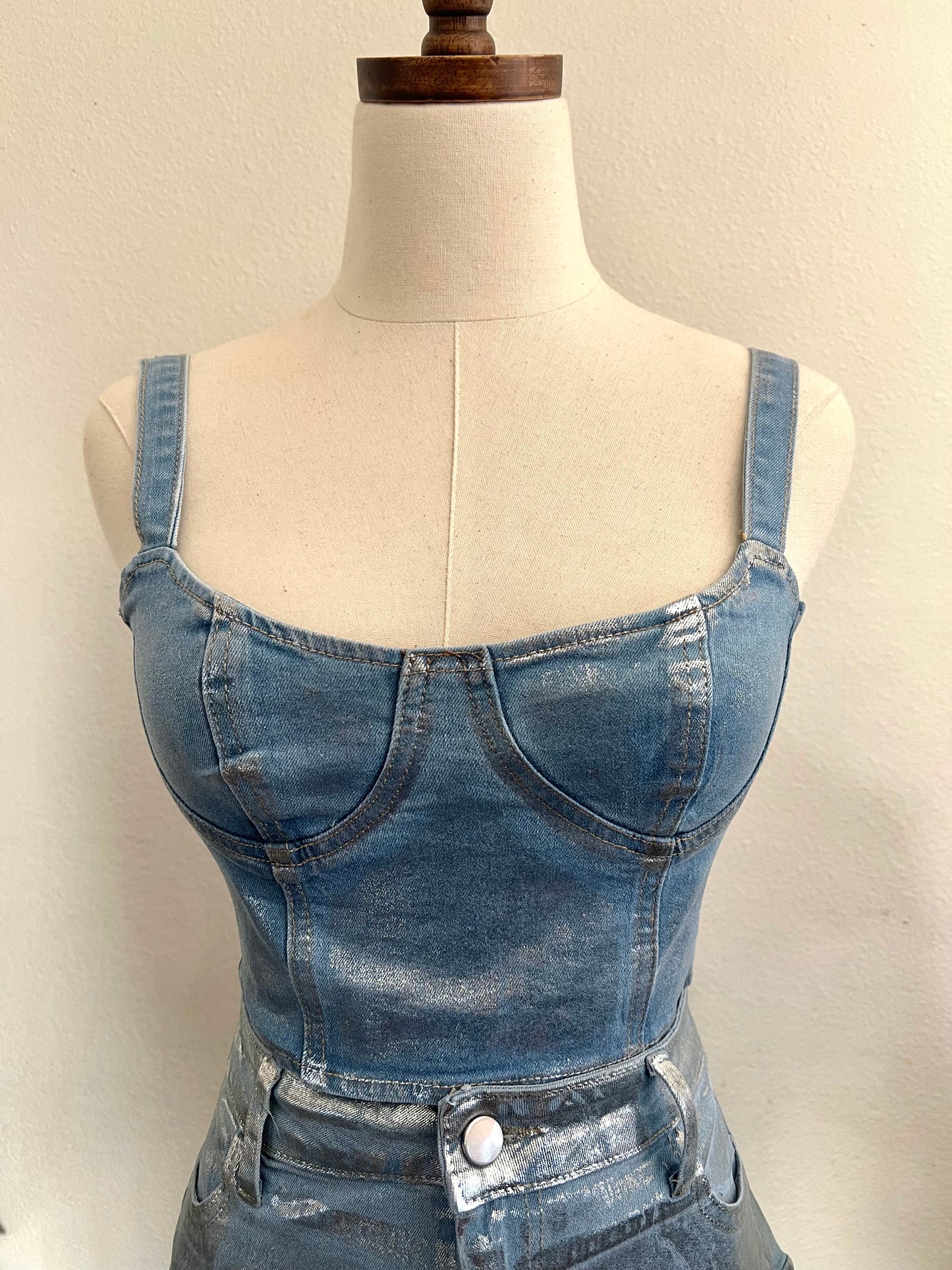 Denim Foil Top