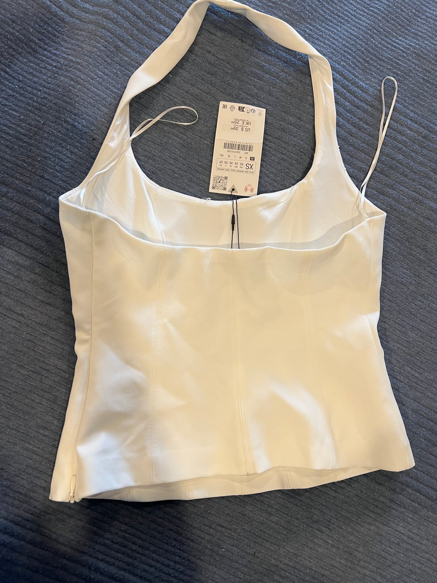 Zara White Fitted Halter Top