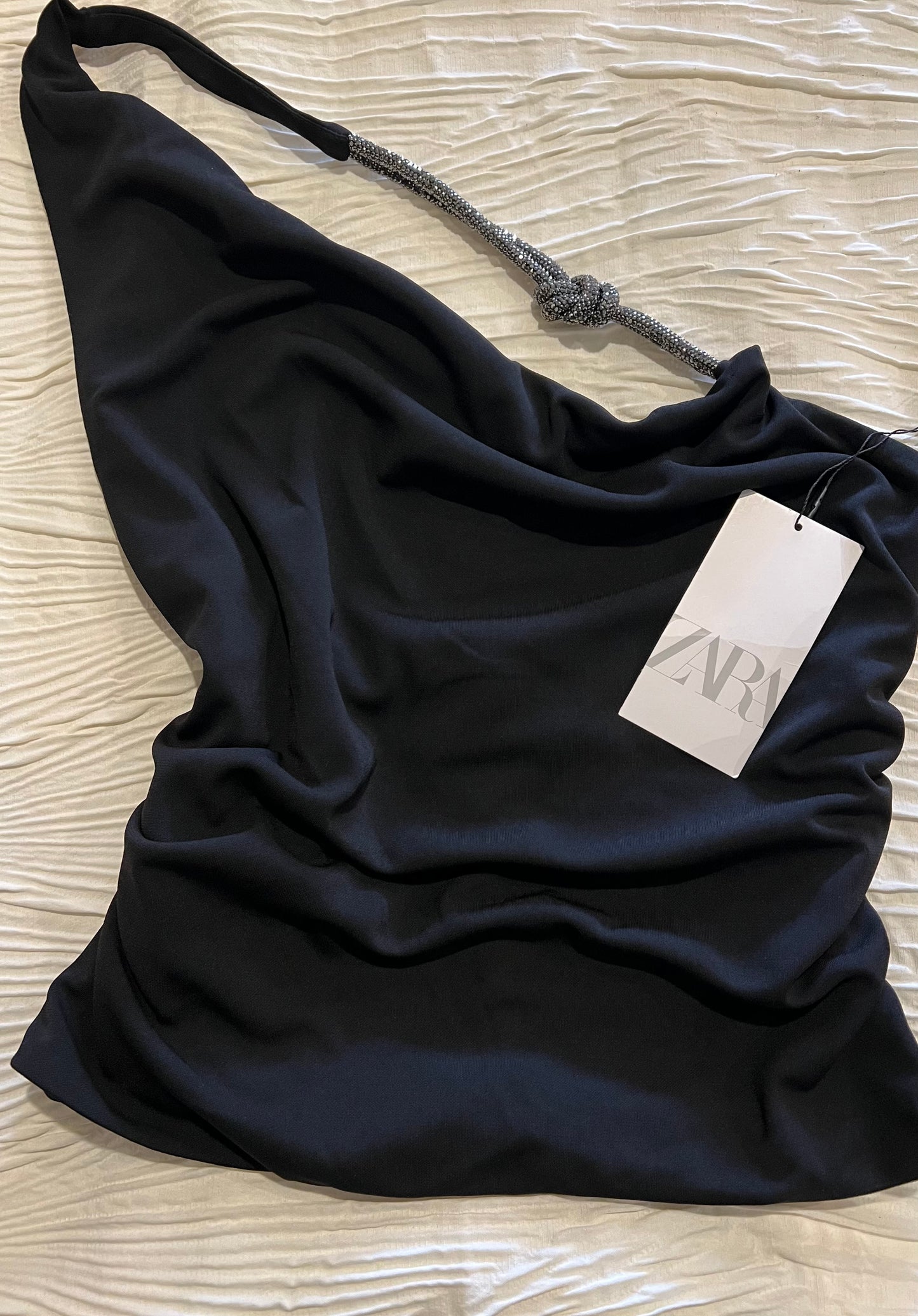 Zara Rhinestone One Shoulder Top