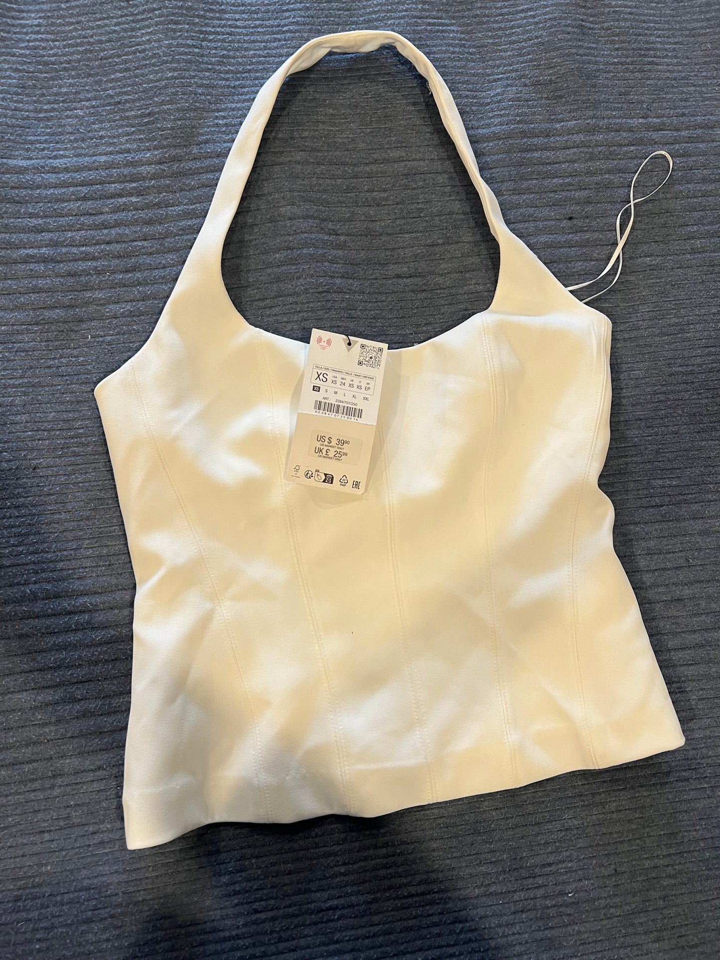 Zara White Fitted Halter Top