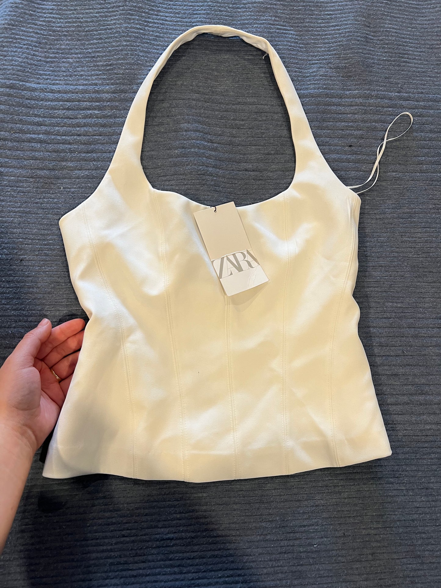 Zara White Fitted Halter Top